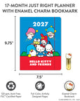 2027 Hello Kitty and Friends Retro Just Right Monthly Planner with Enamel Charm Bookmark