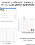 2027 Hello Kitty and Friends Retro Just Right Monthly Planner with Enamel Charm Bookmark