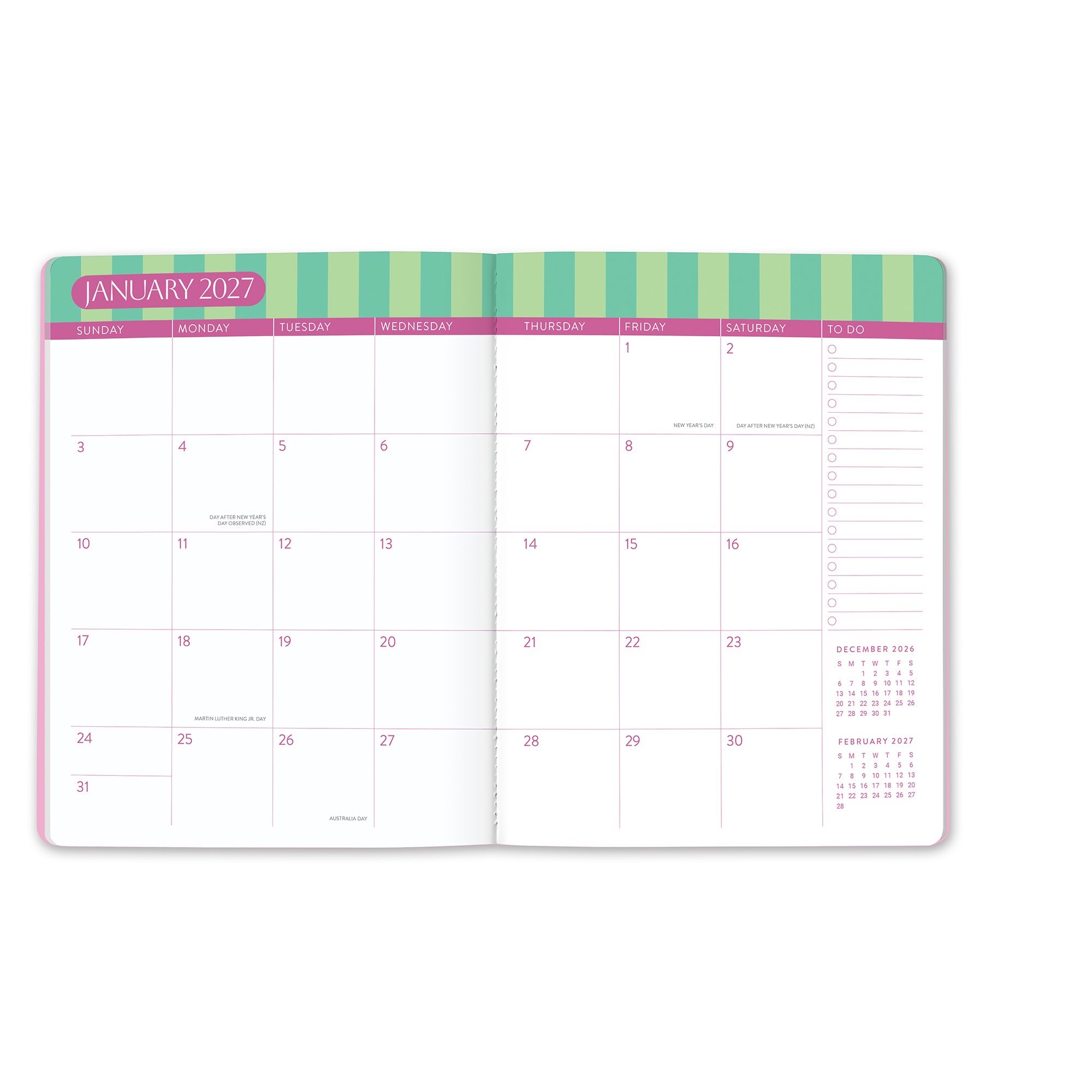 2027 Cabana Stripes Just Right Monthly Planner – Orange Circle Studio