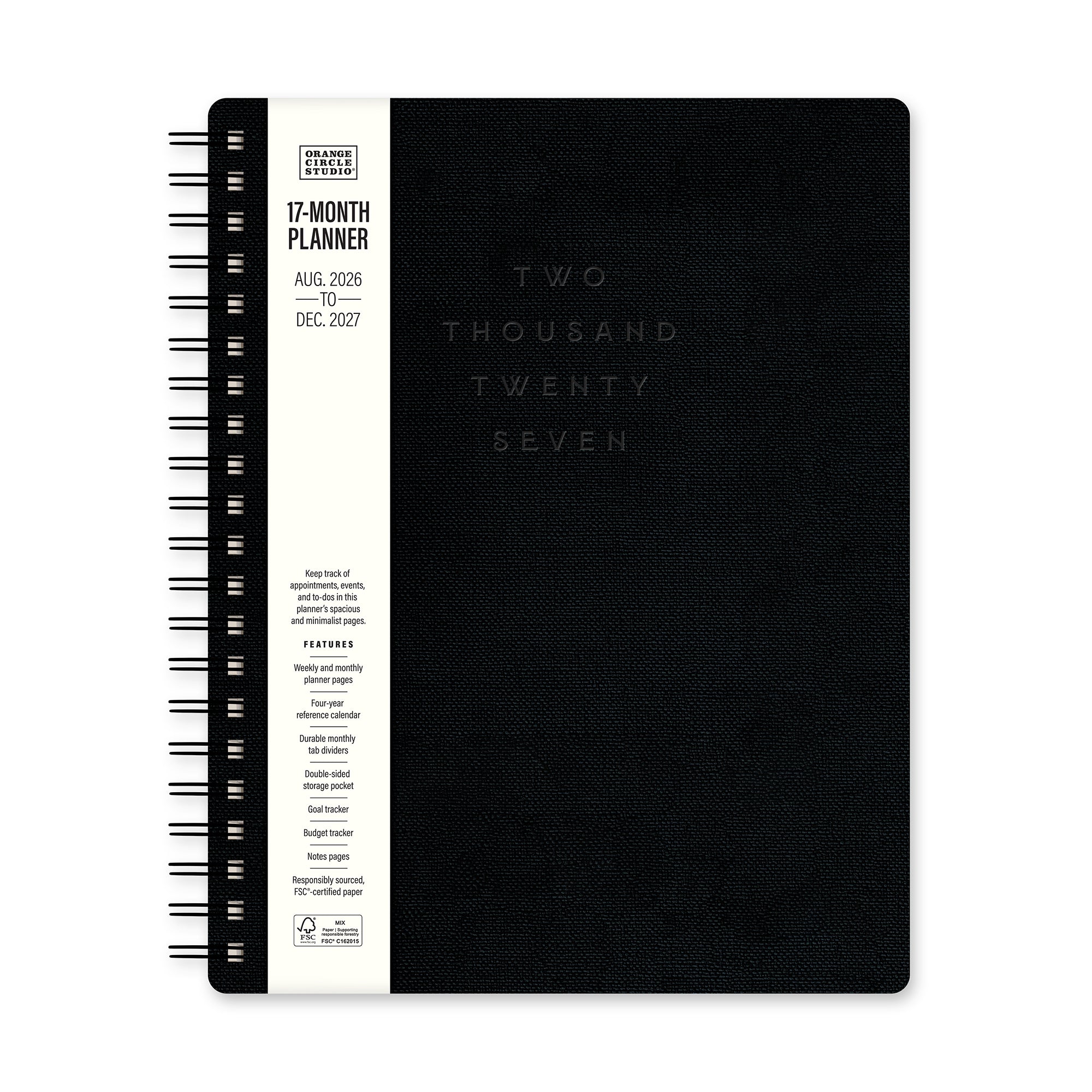 2027 Midnight Black Baxter Planner – Orange Circle Studio