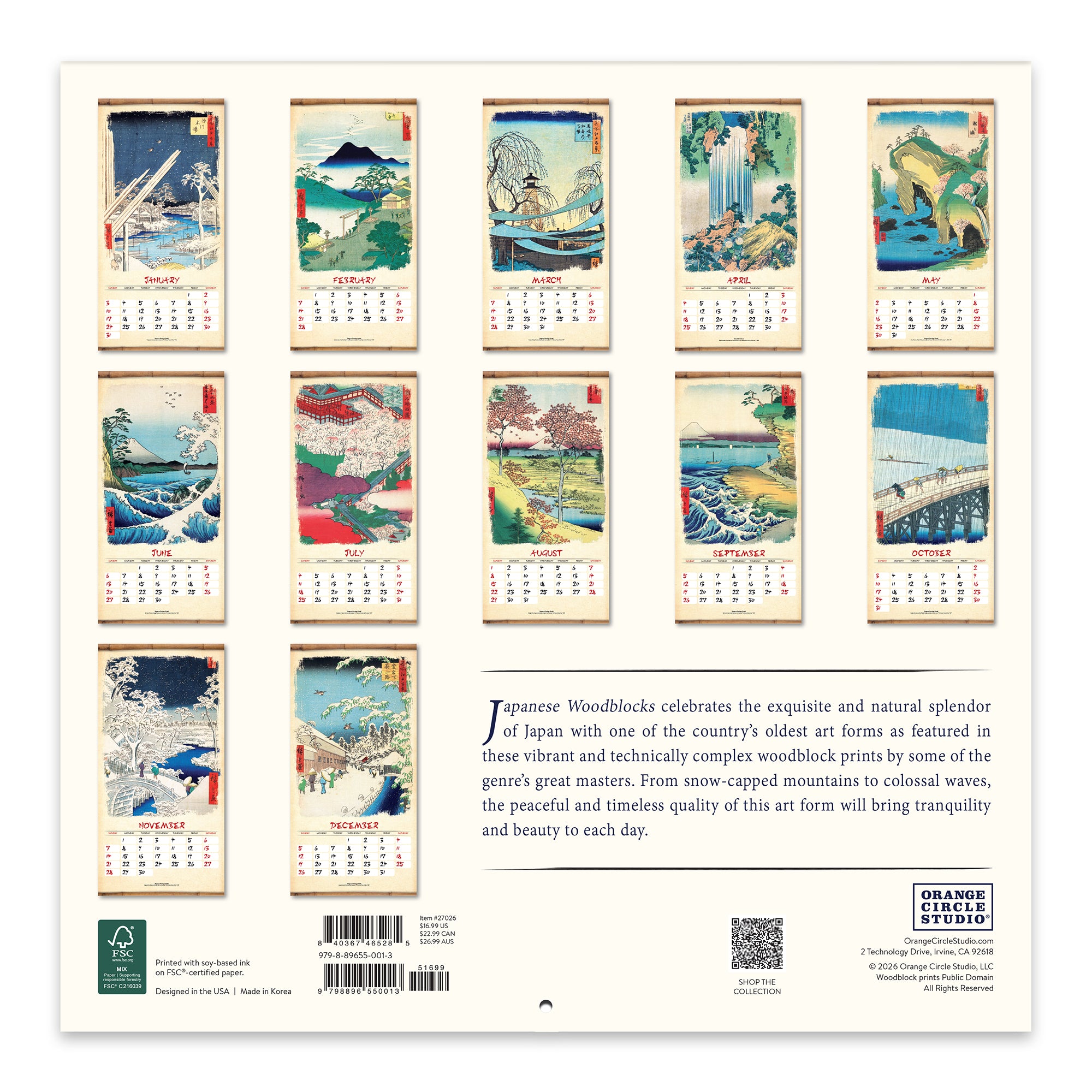 2027 Japanese Woodblocks 12" x 12" Wall Calendar