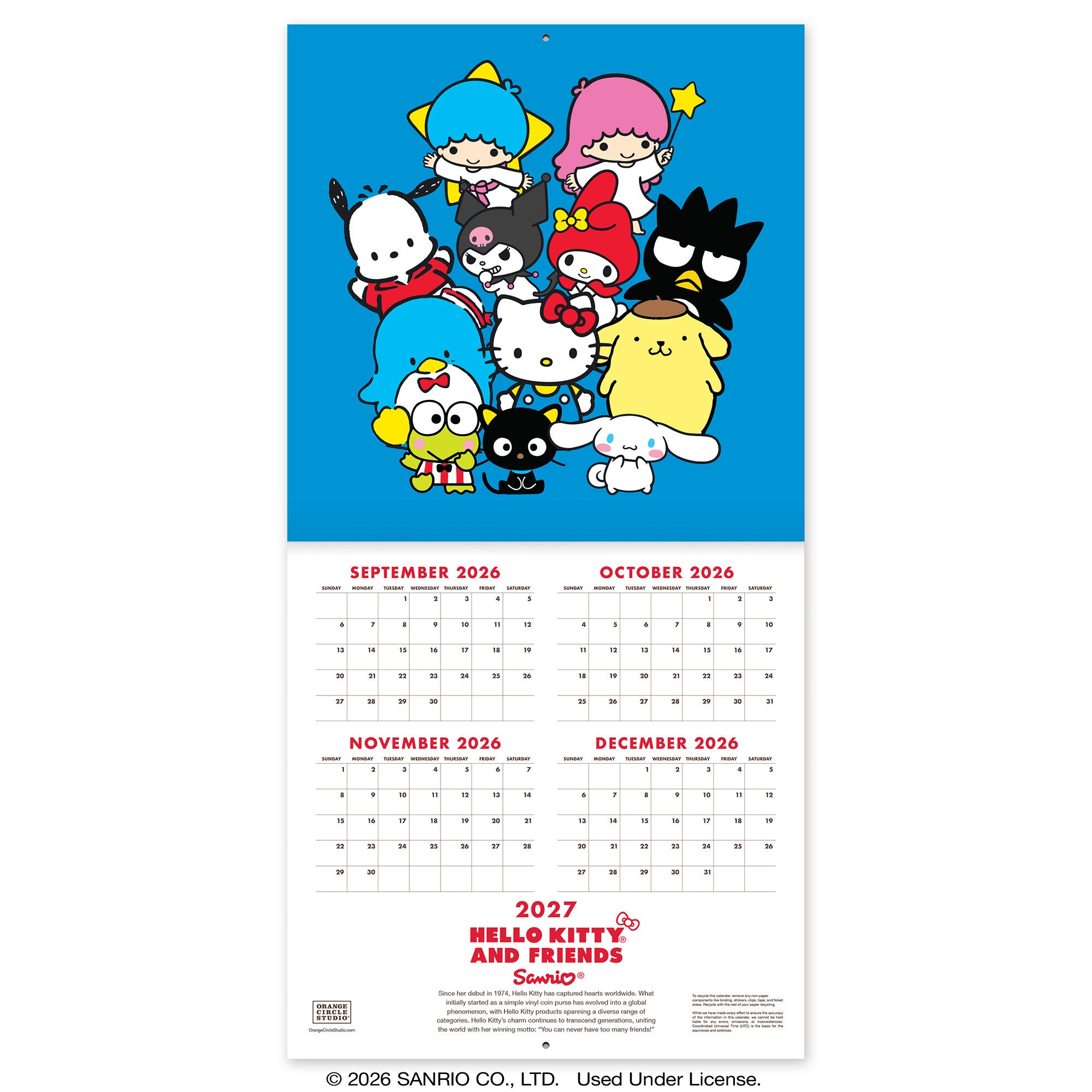 2027 Hello Kitty® and Friends Retro 12" x 12" Wall Calendar