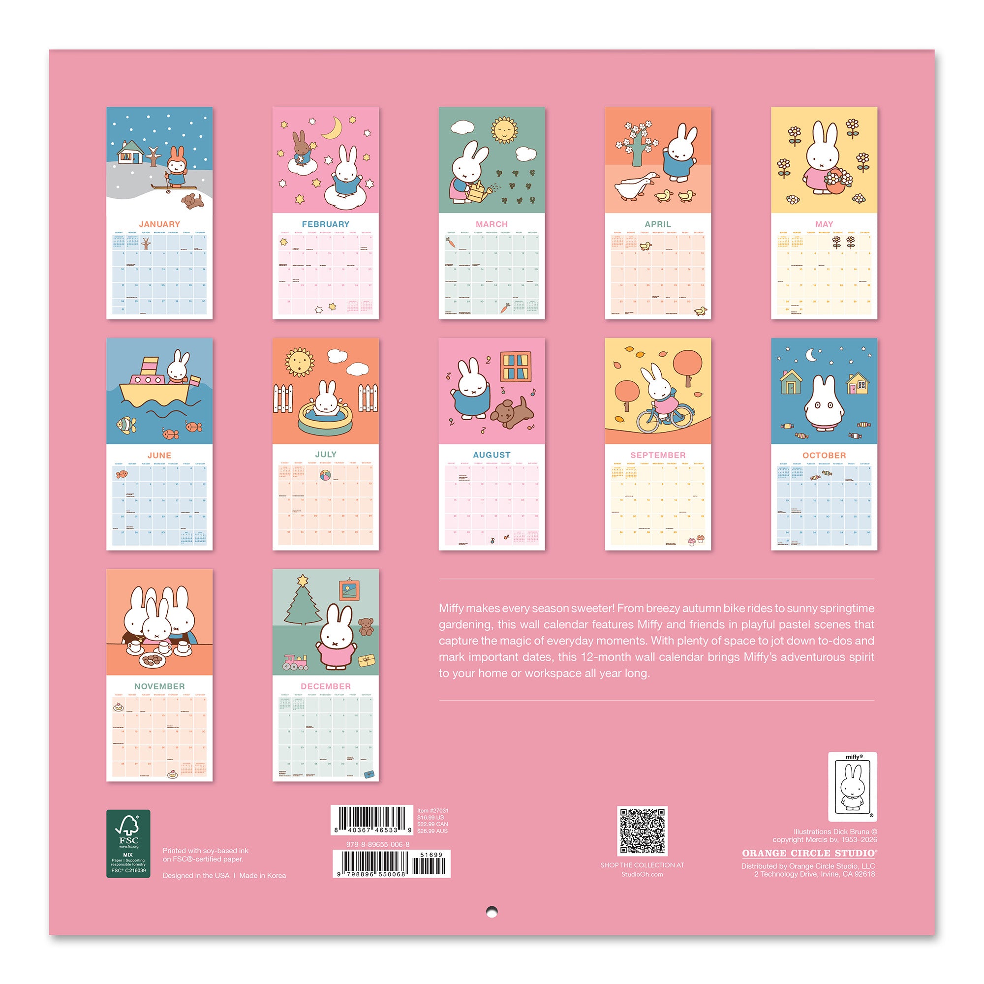 2027 Miffy A Year in Color 12" x 12" Wall Calendar