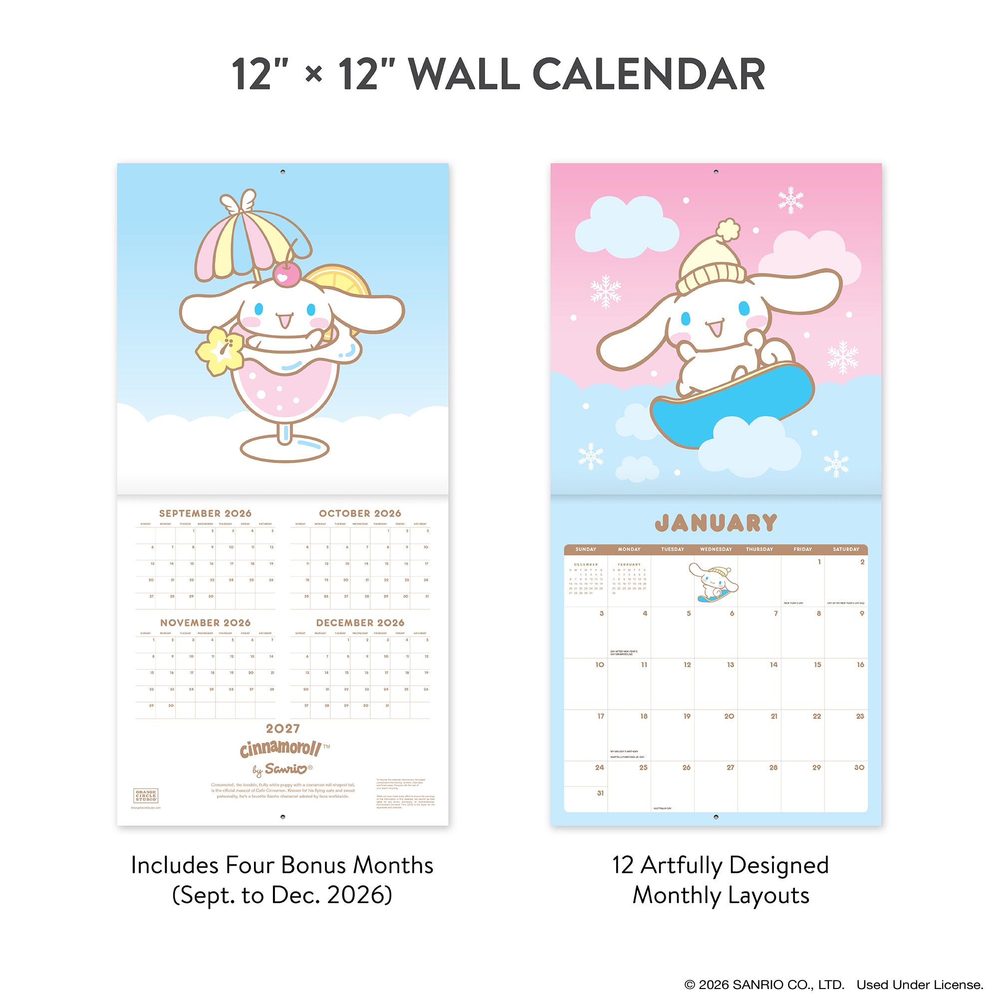 2027 Cinnamoroll™ 12" x 12" Wall Calendar