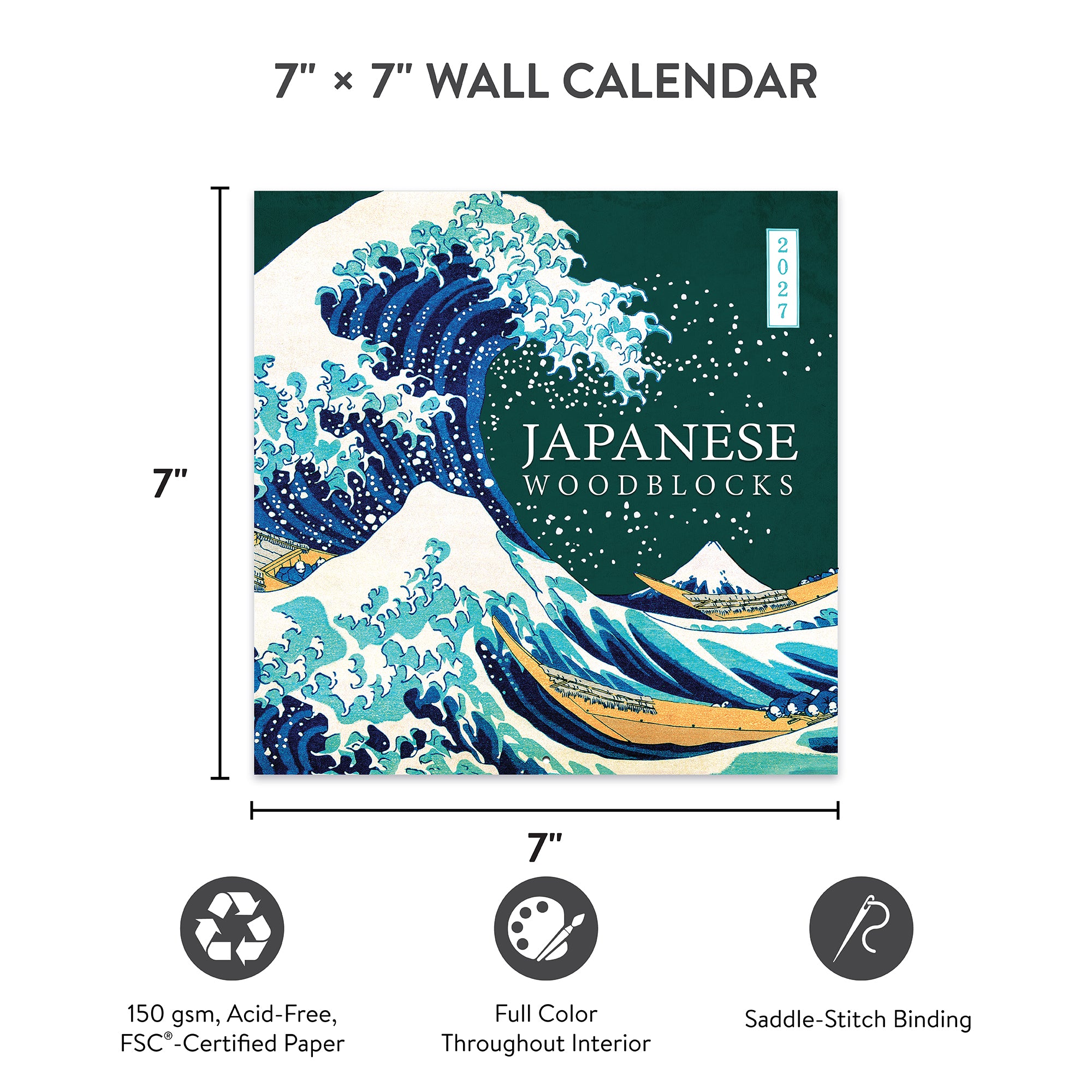2027 Japanese Woodblocks 7" x 7" Wall Calendar