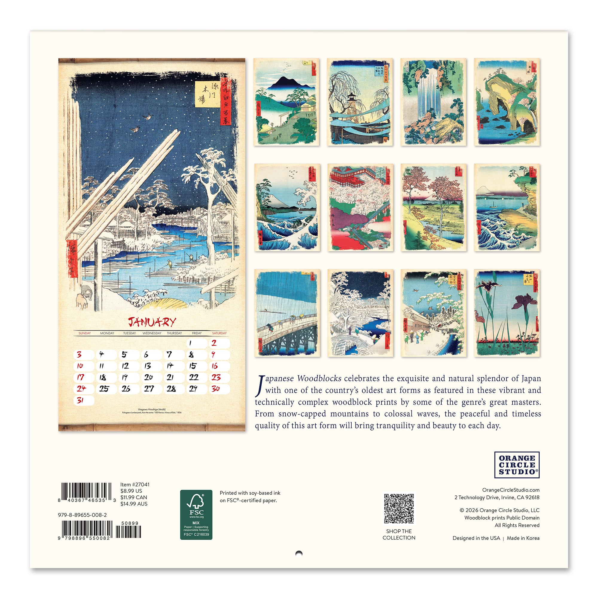 2027 Japanese Woodblocks 7" x 7" Wall Calendar