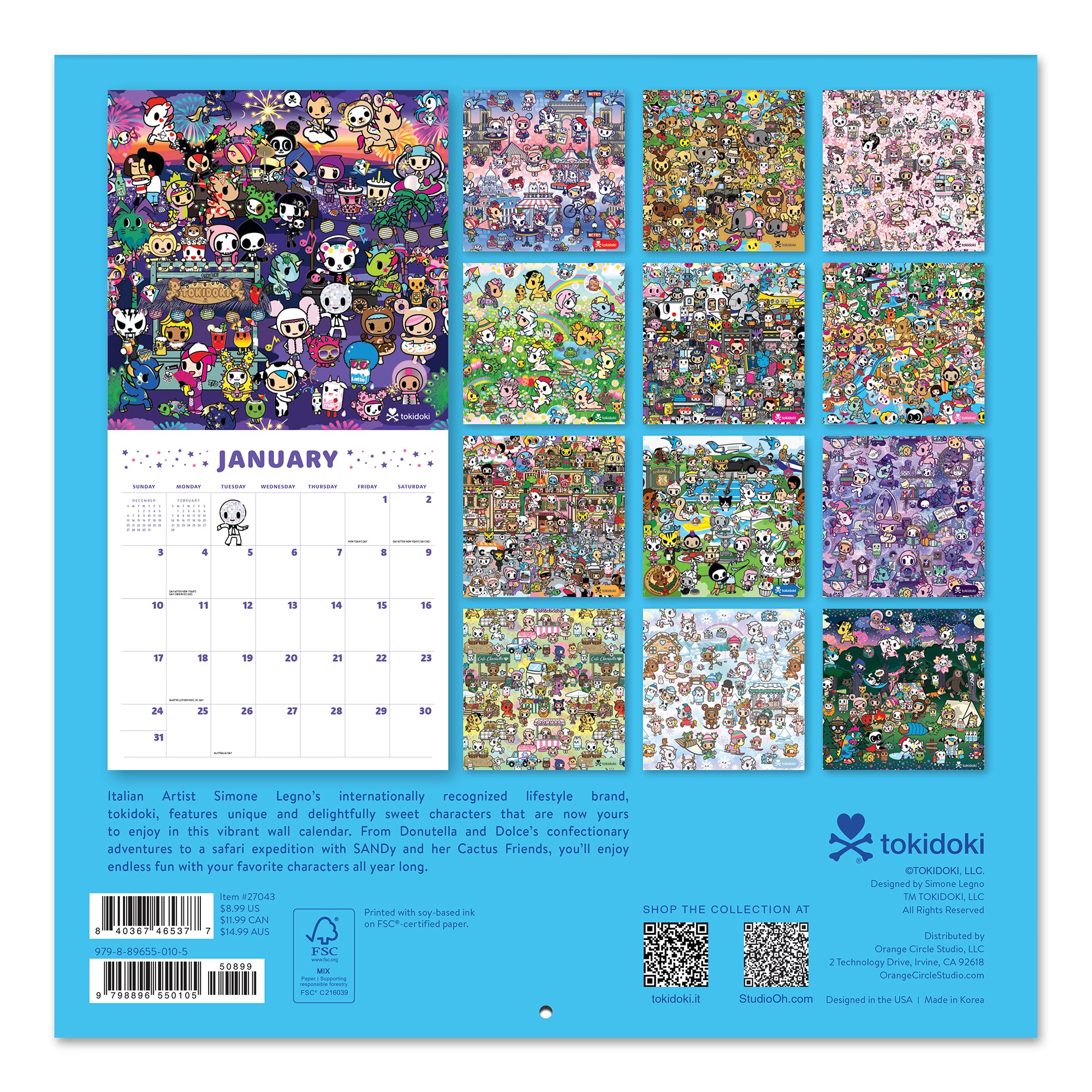 2027 tokidoki™ 7" x 7" Wall Calendar