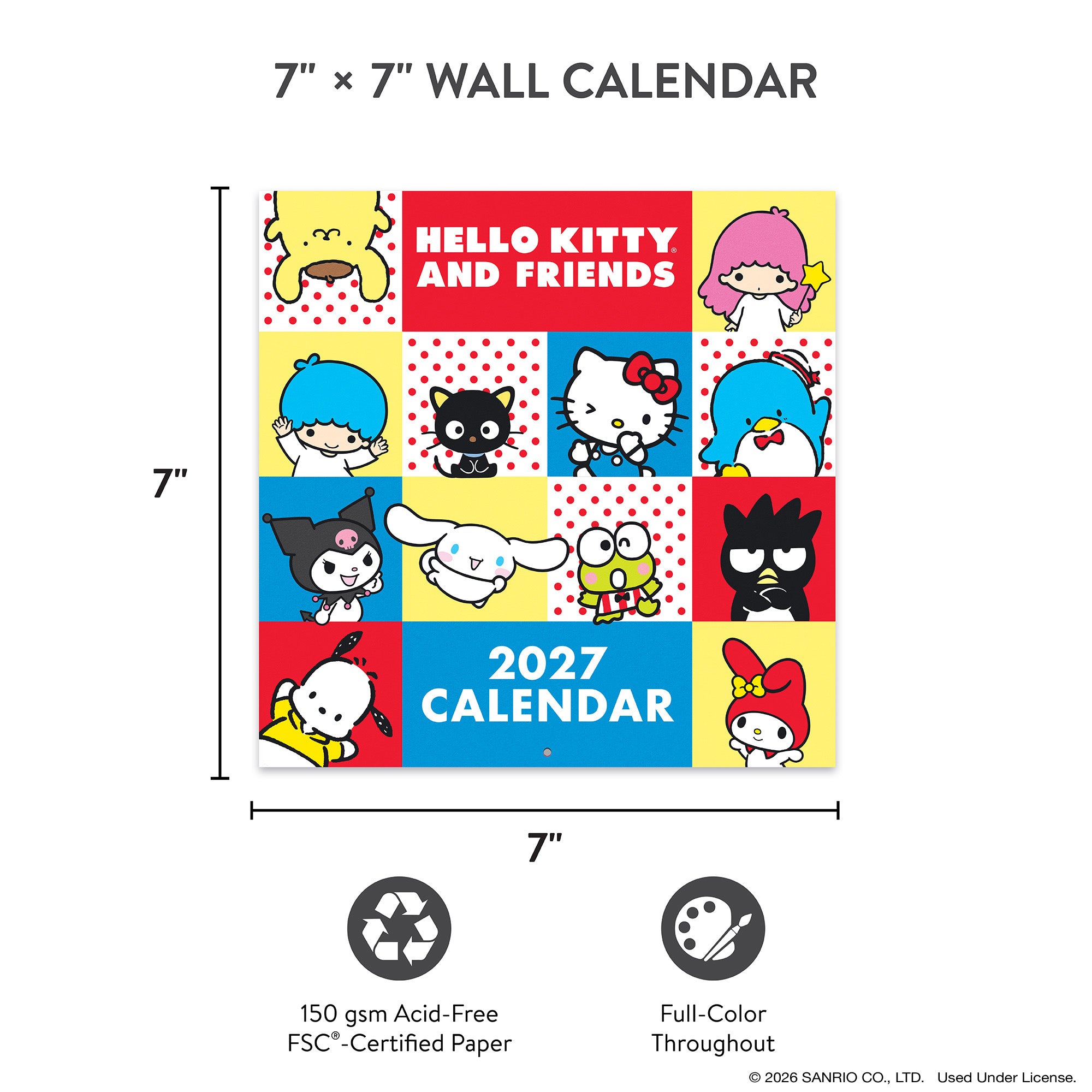 2027 Hello Kitty® and Friends Retro 7" x 7" Wall Calendar