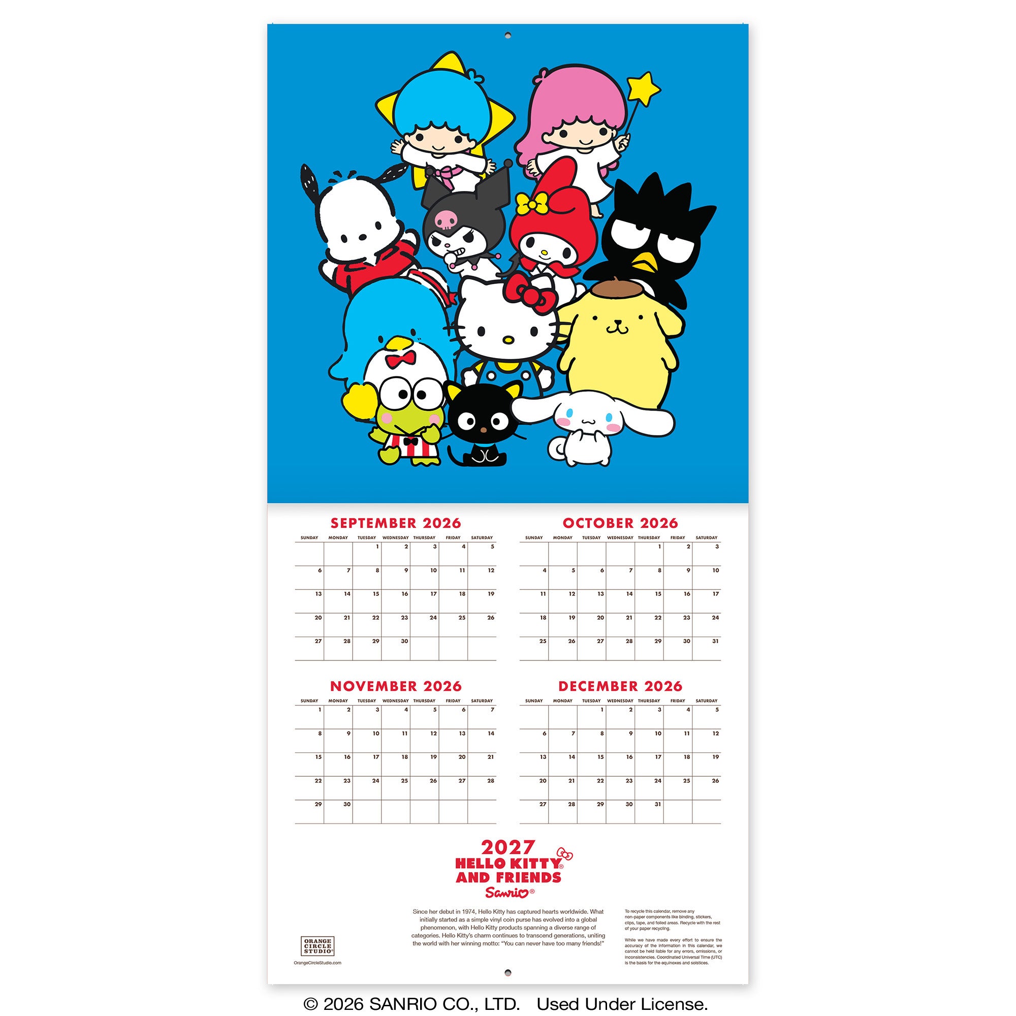2027 Hello Kitty® and Friends Retro 7" x 7" Wall Calendar