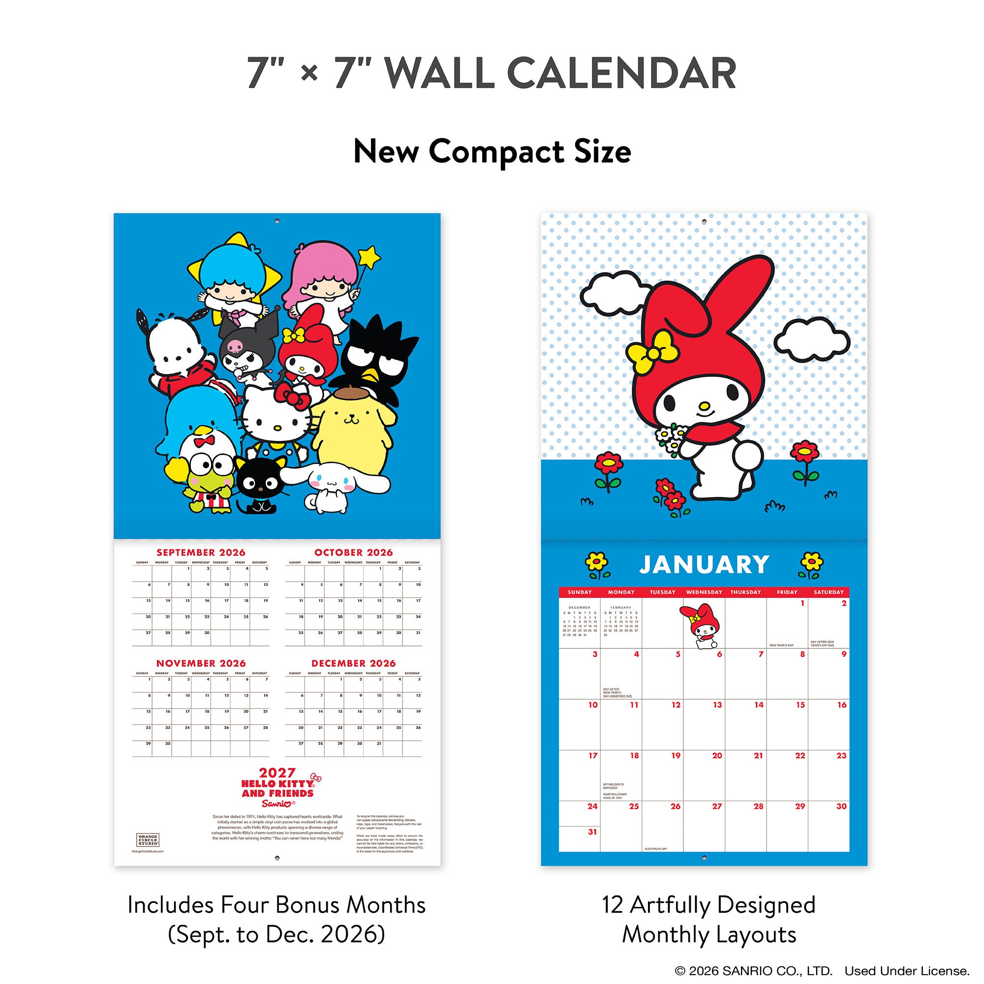 2027 Hello Kitty® and Friends Retro 7" x 7" Wall Calendar