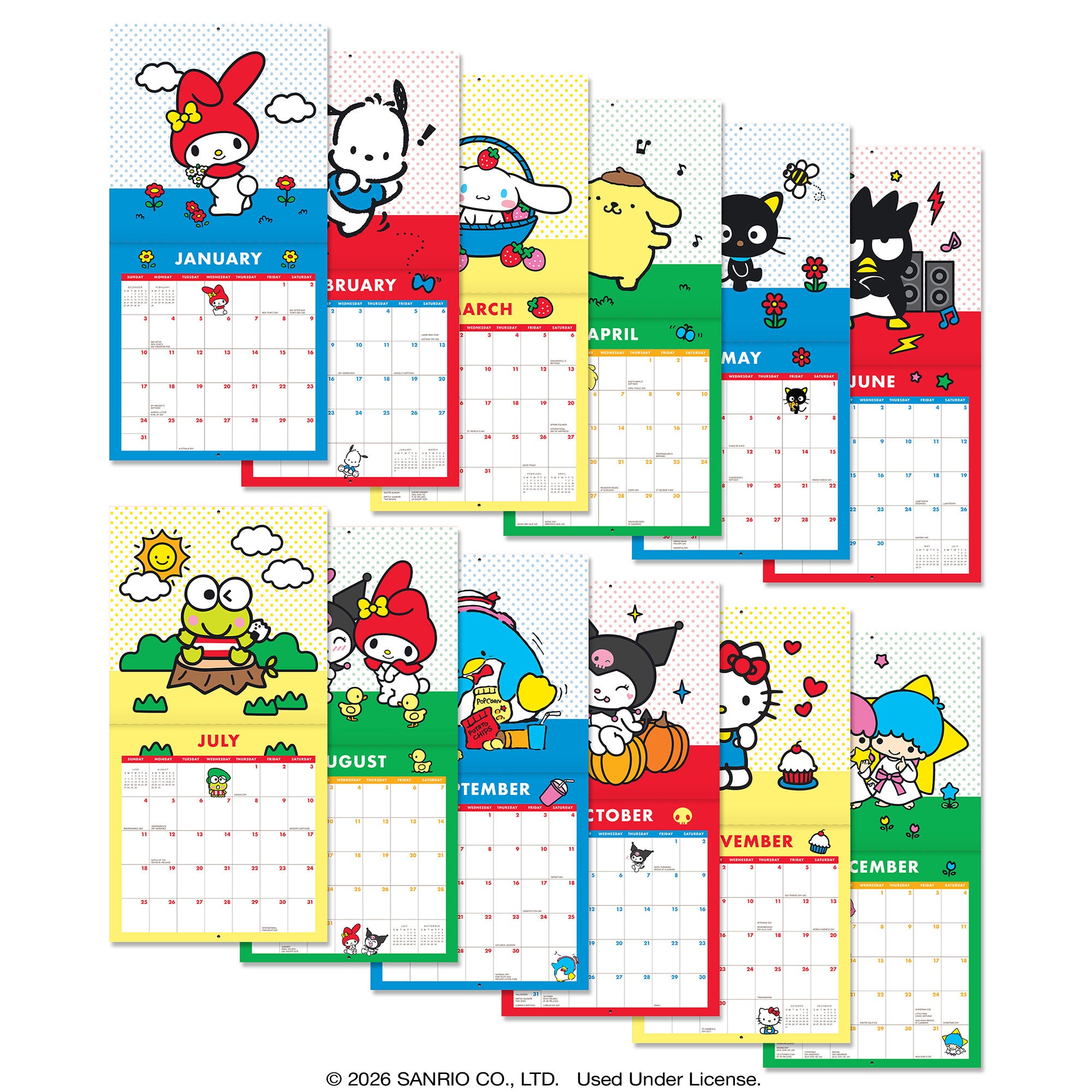 2027 Hello Kitty® and Friends Retro 7" x 7" Wall Calendar