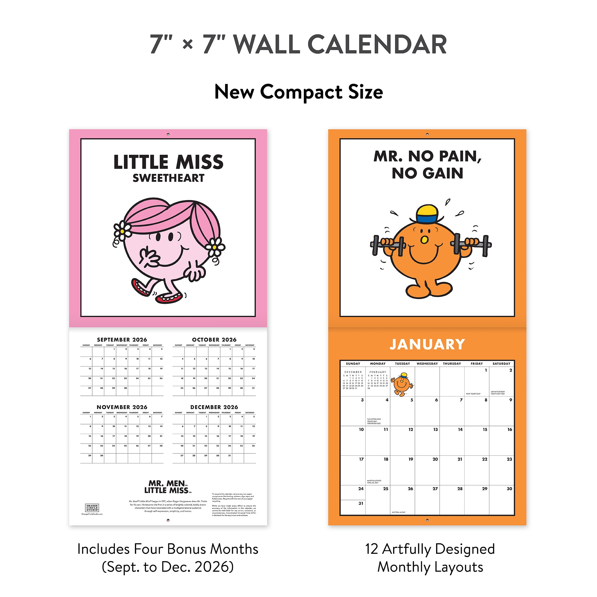 2027 Mr. Men Little Miss 7" x 7" Wall Calendar