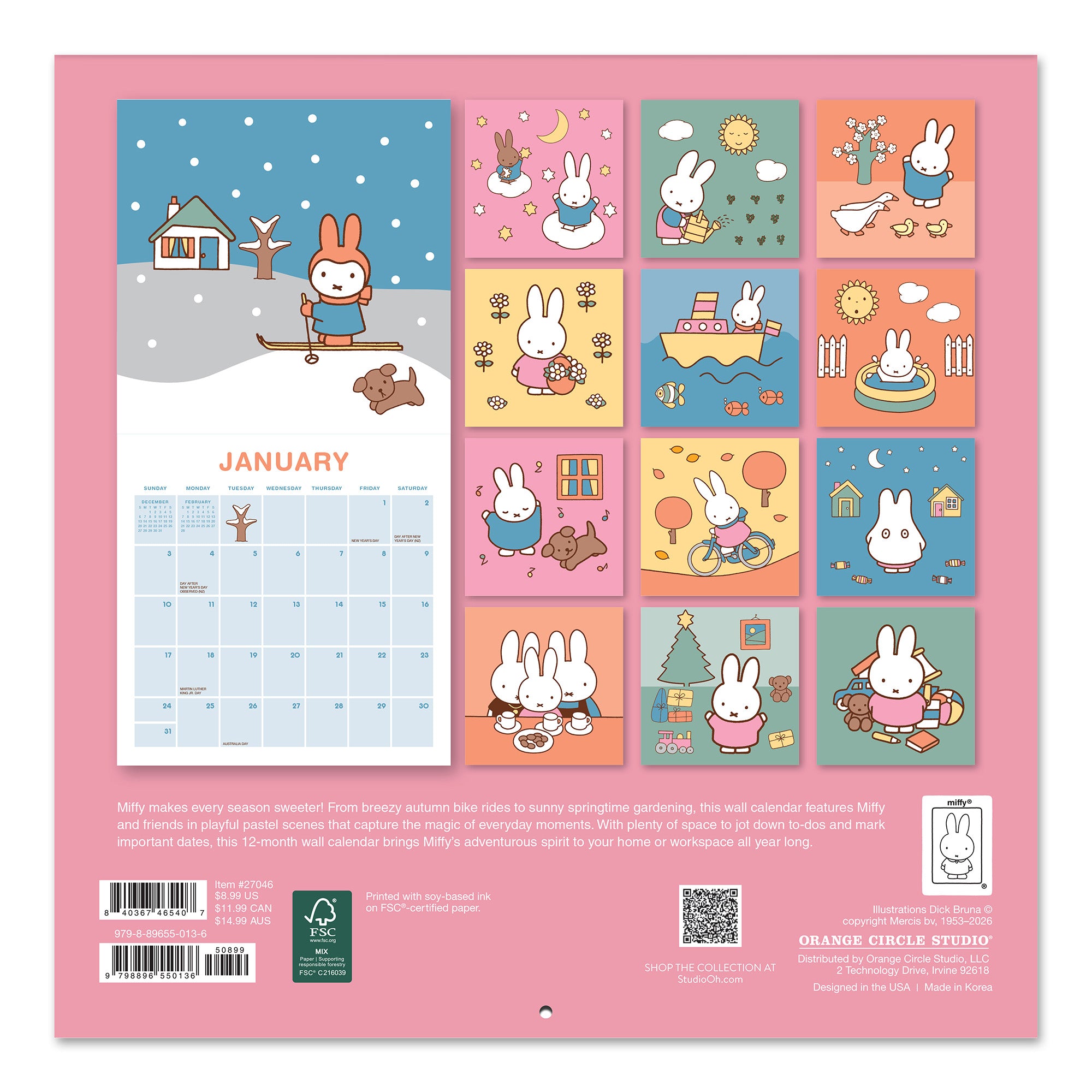 2027 Miffy A Year in Color 7" x 7" Wall Calendar