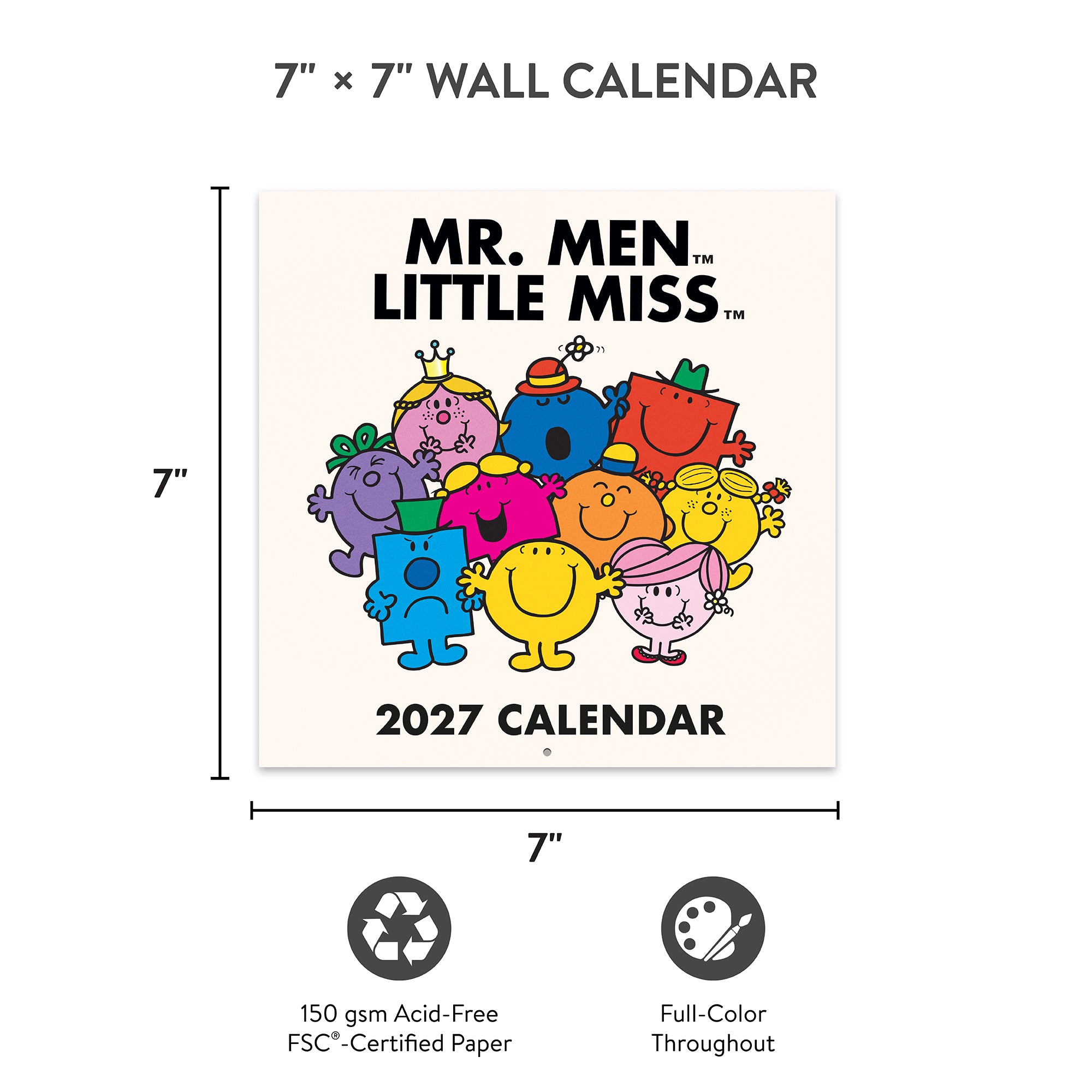 2027 Mr. Men Little Miss 7" x 7" Wall Calendar