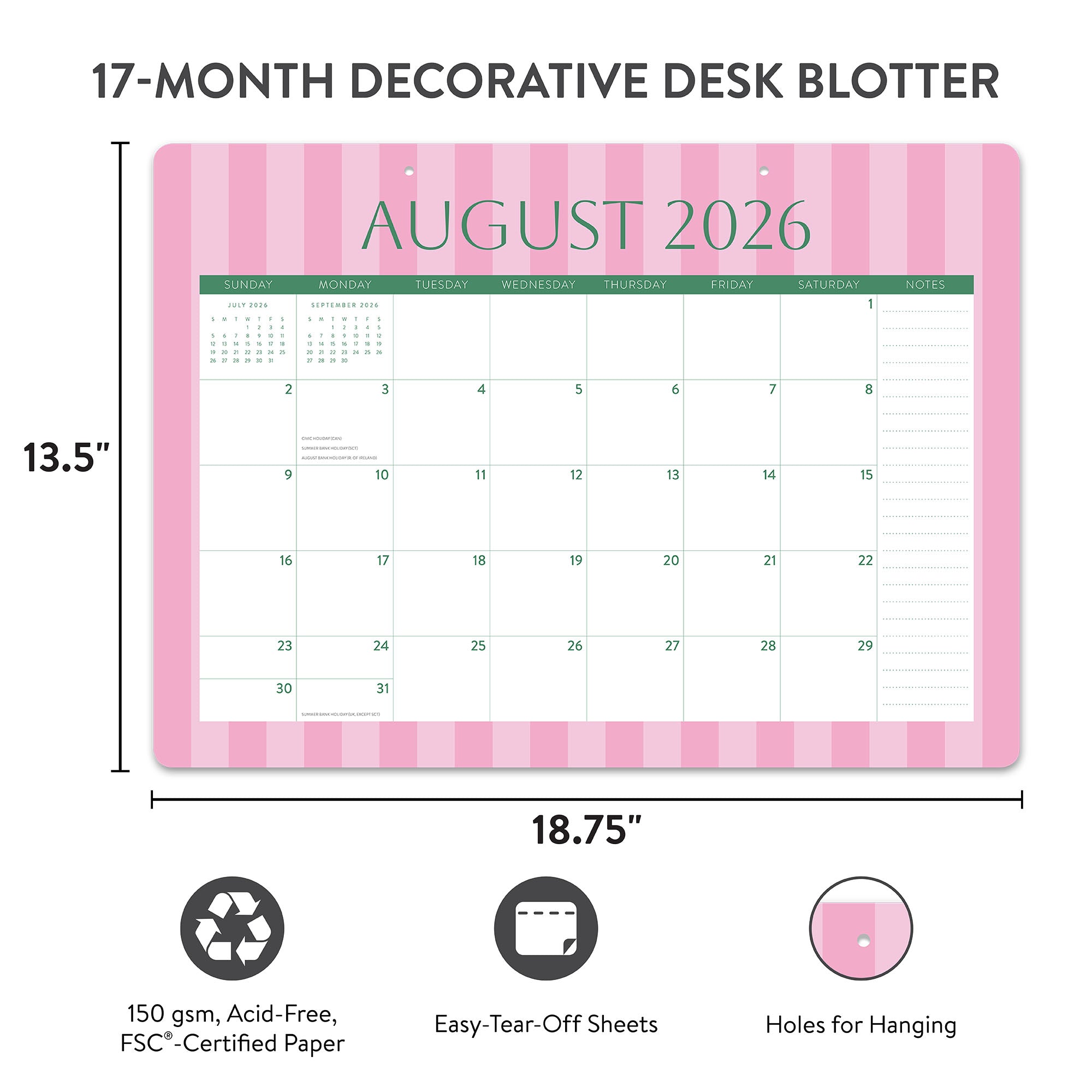 2027 Cabana Stripes Decorative Desk Blotter