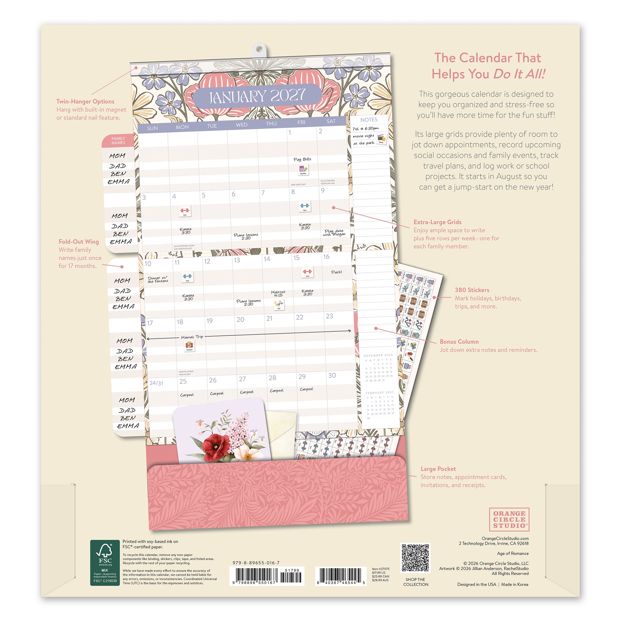 2027 Age of Romance Do It All™ Wall Calendar