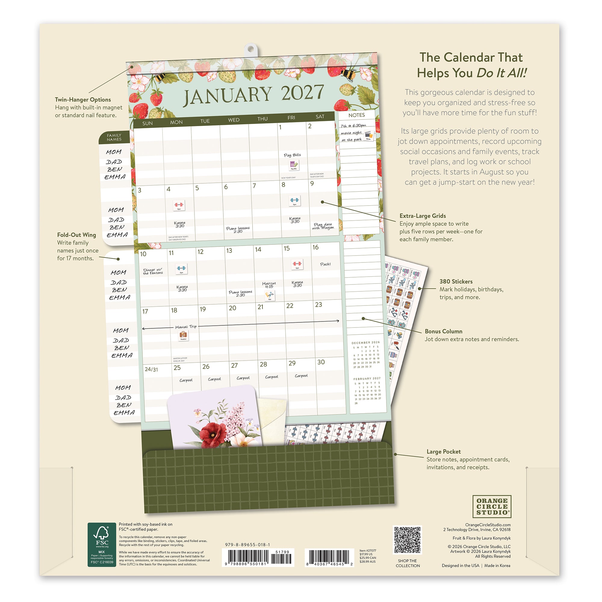 2027 Fruit &amp; Flora Do It All™ Wall Calendar