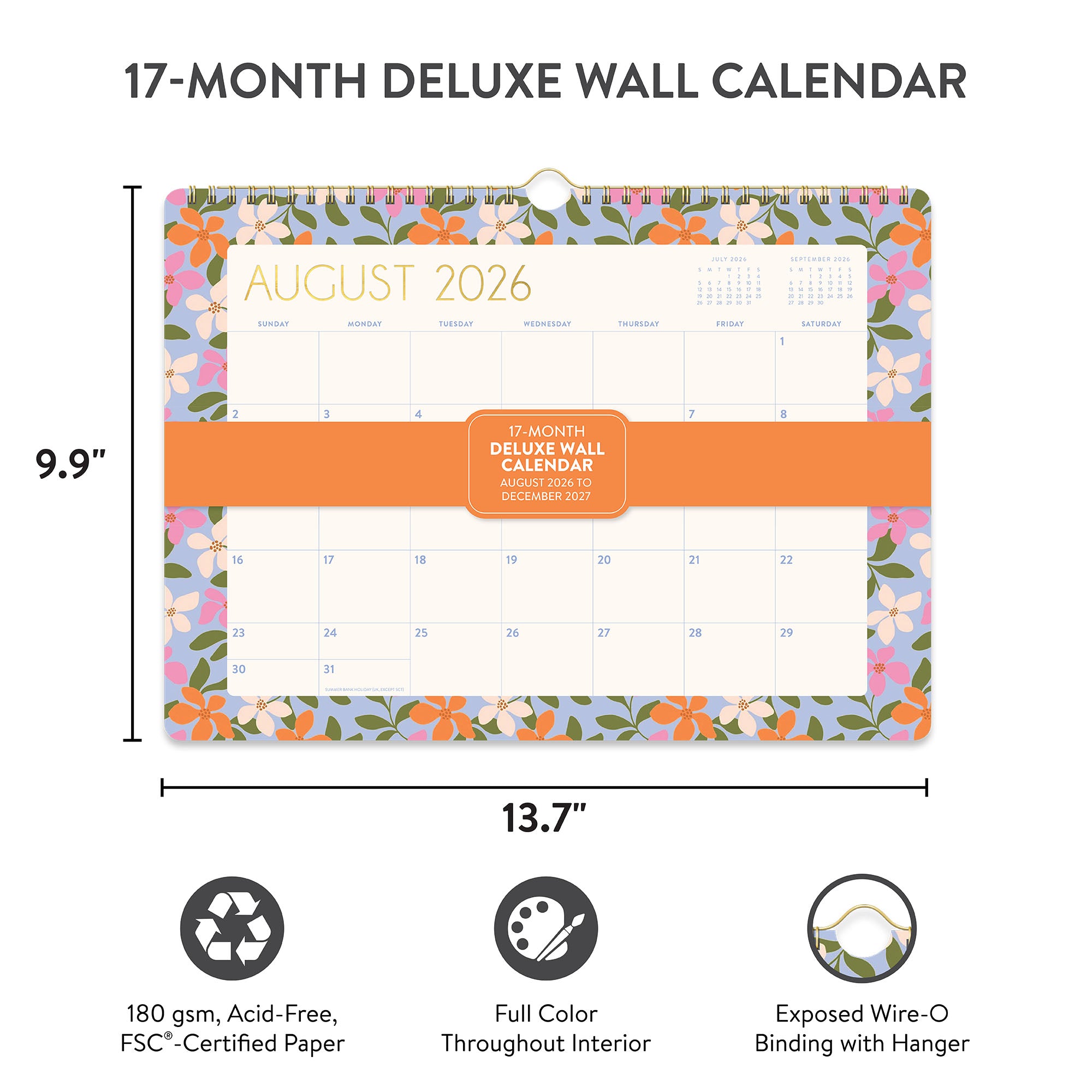 2027 Secret Garden Deluxe Wall Calendar