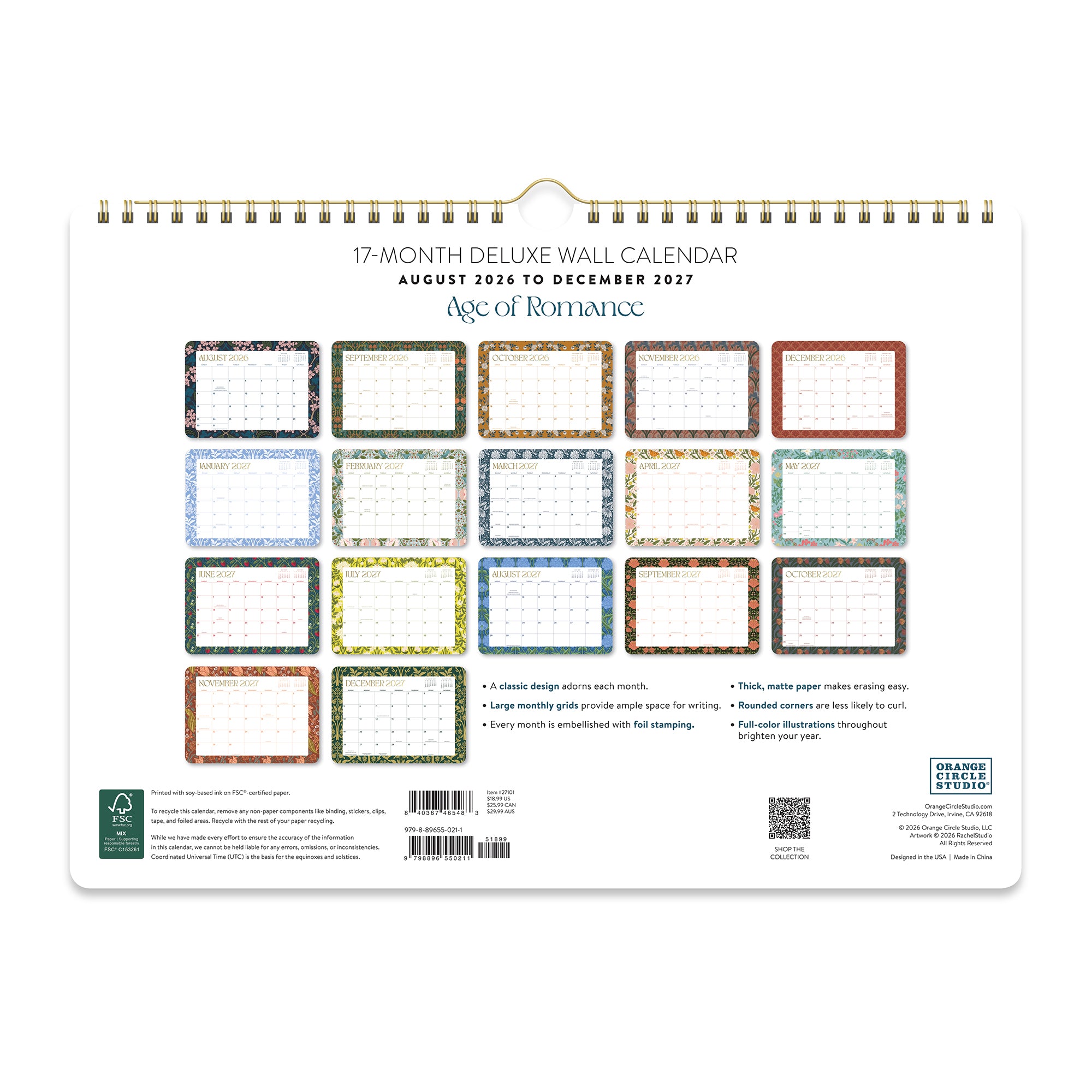 2027 Age of Romance Deluxe Wall Calendar