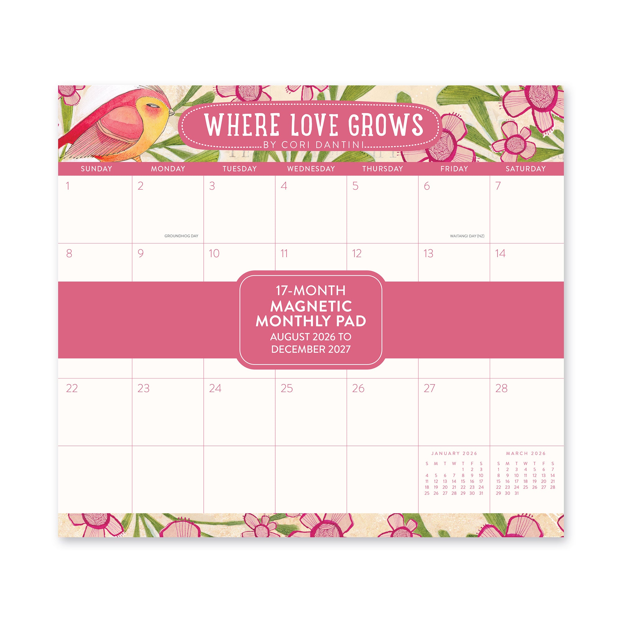 2027 Where Love Grows Magnetic Monthly Pad