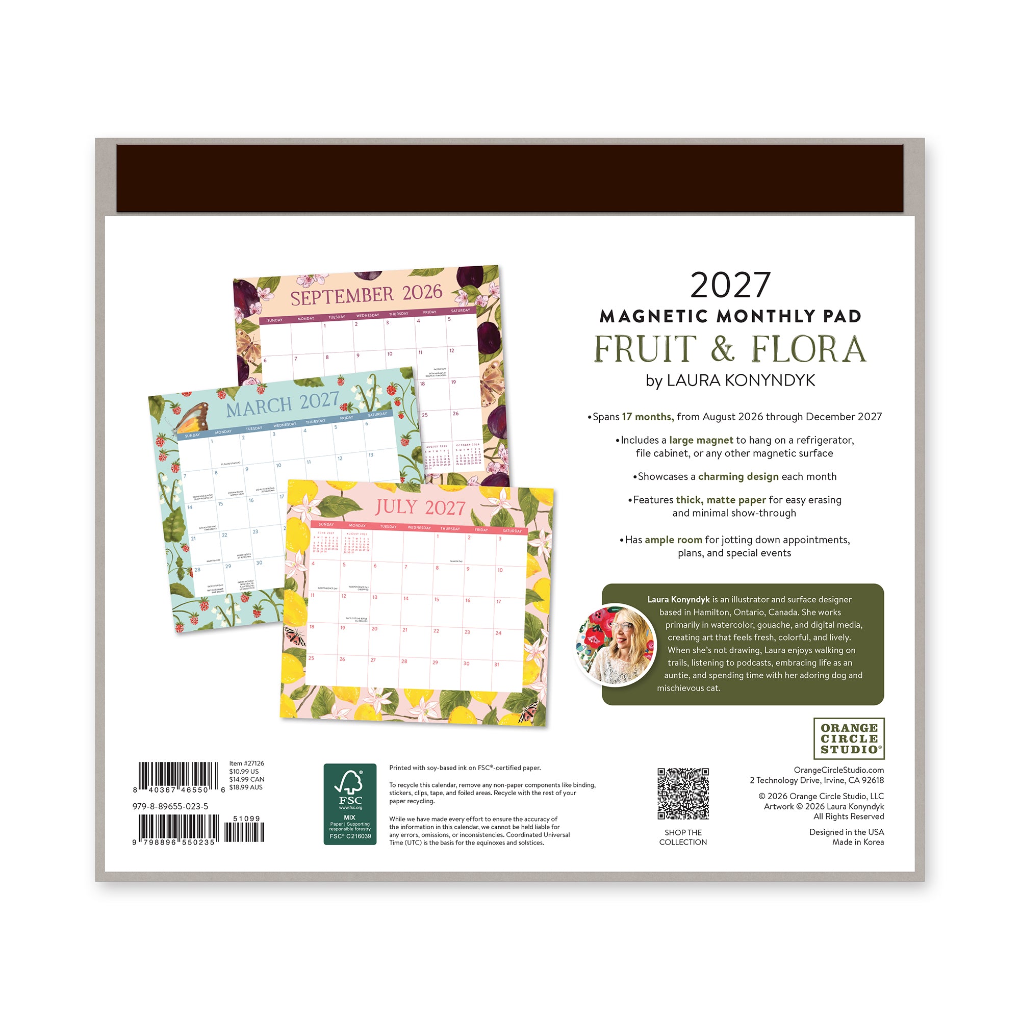 2027 Fruit &amp; Flora Magnetic Monthly Pad