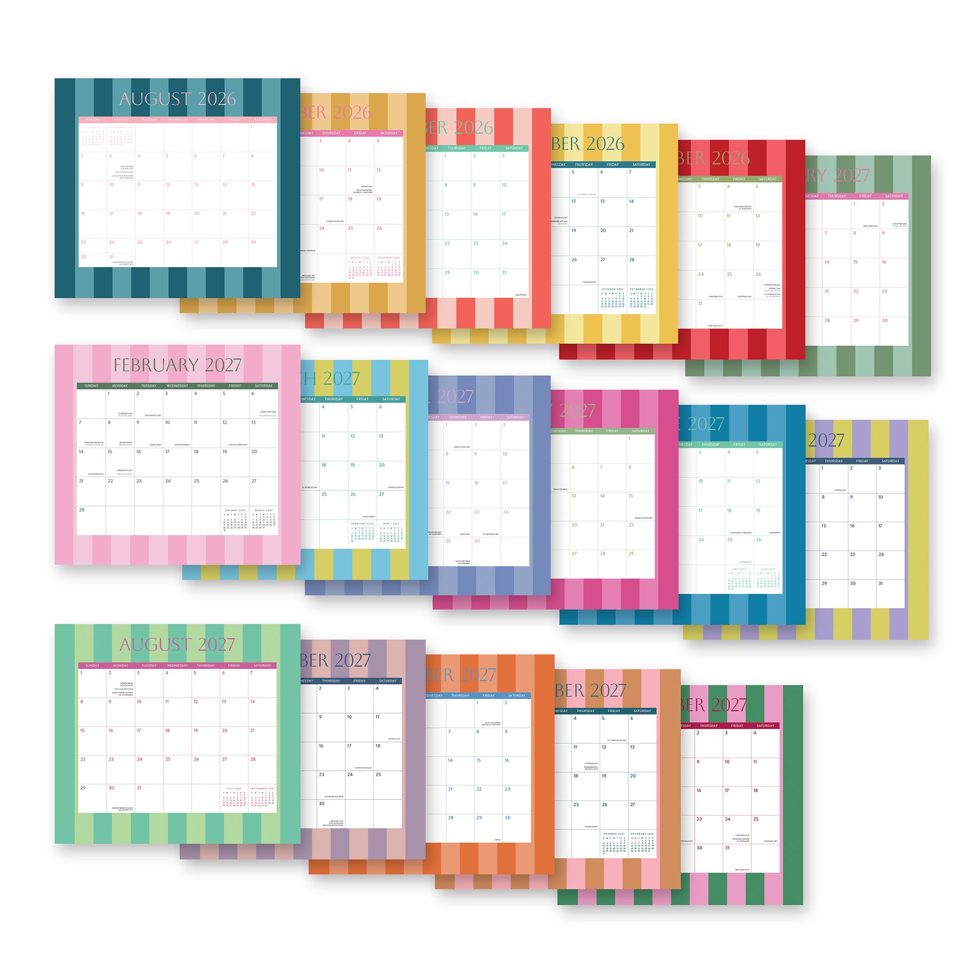 2027 Cabana Stripes Magnetic Monthly Pad – Orange Circle Studio