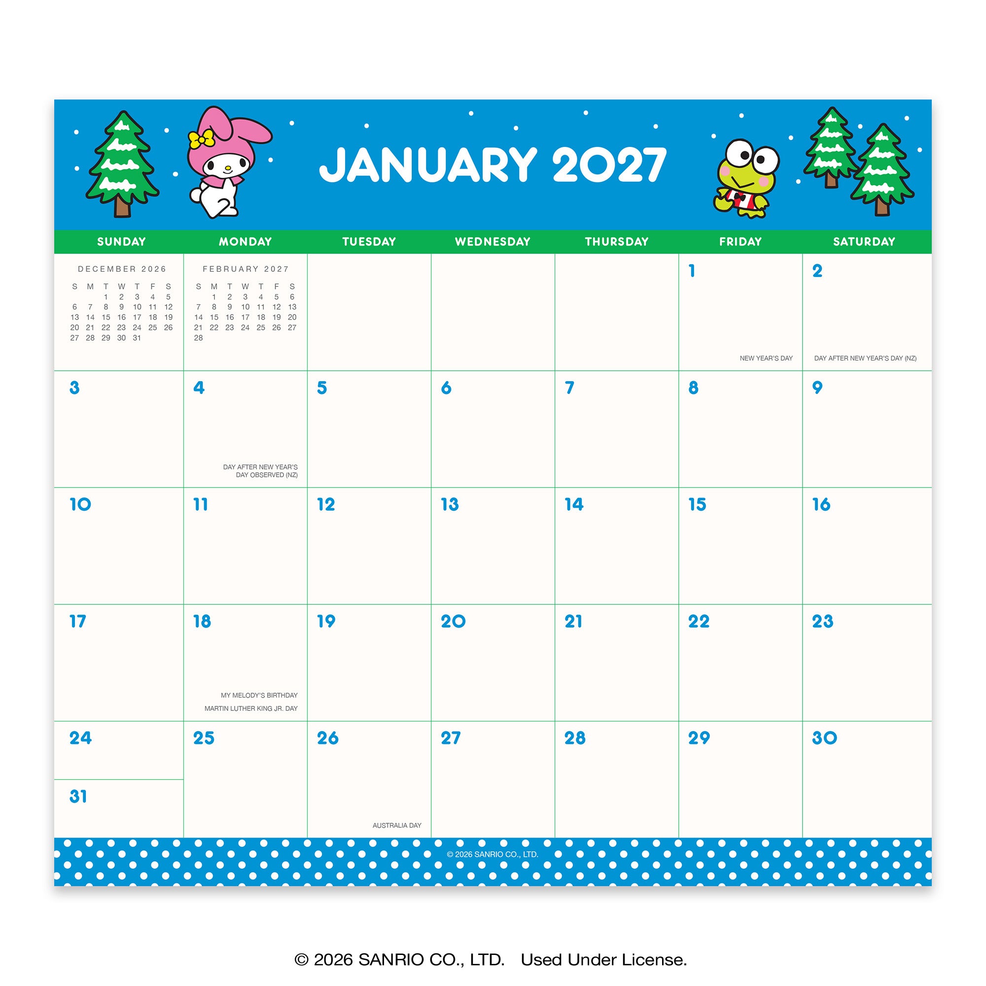 2027 Hello Kitty&reg; and Friends Retro Magnetic Monthly Pad