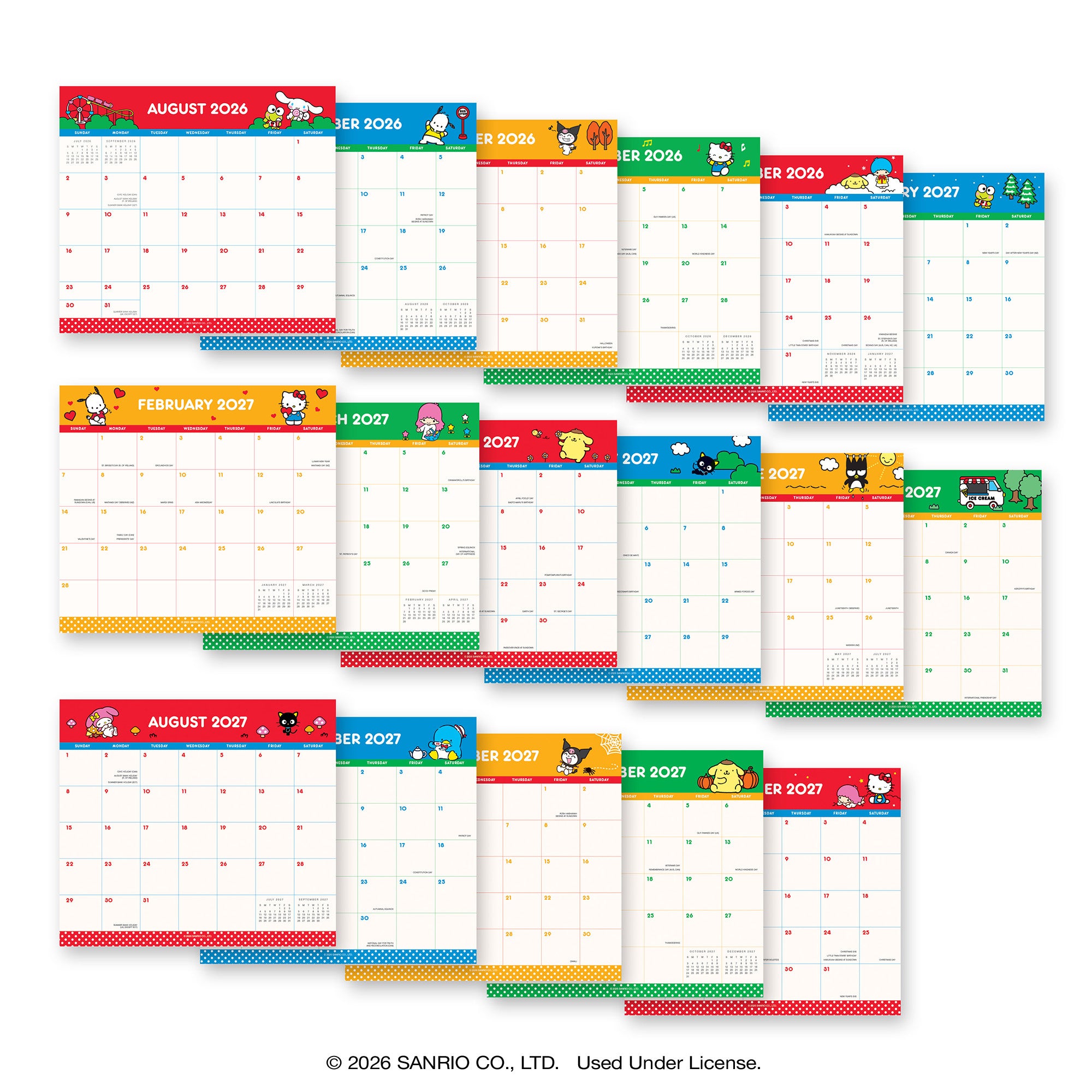 2027 Hello Kitty® and Friends Retro Magnetic Monthly Pad