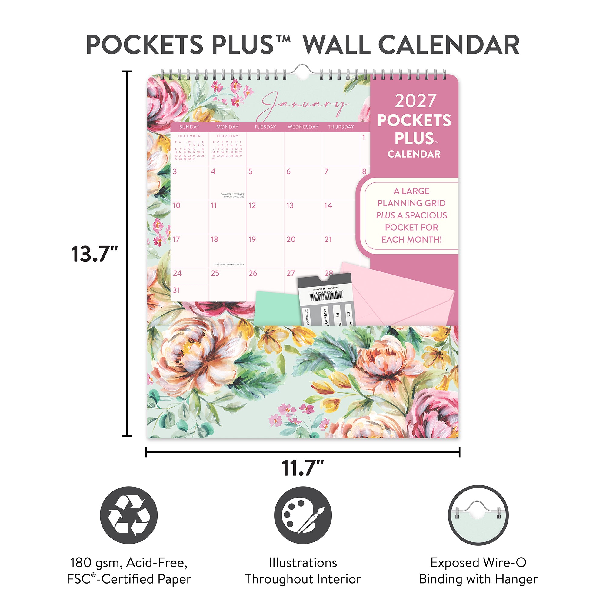 2027 Bella Flora Pockets Plus™ Wall Calendar