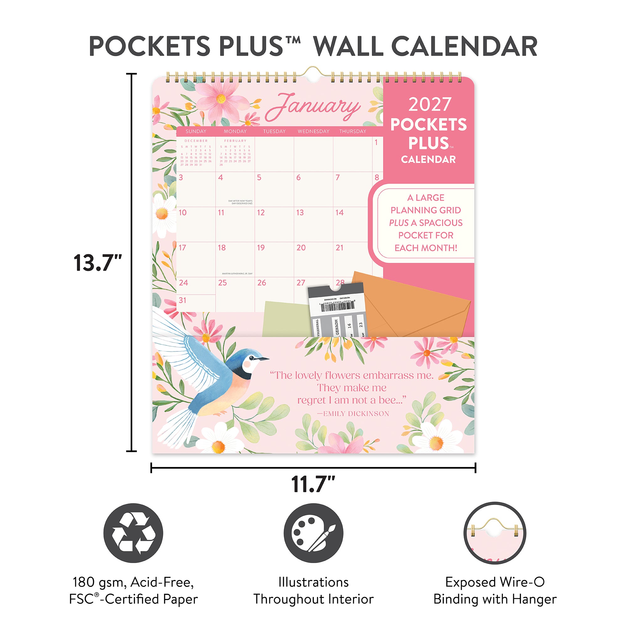 2027 Birds &amp; Blooms Pockets Plus™ Wall Calendar