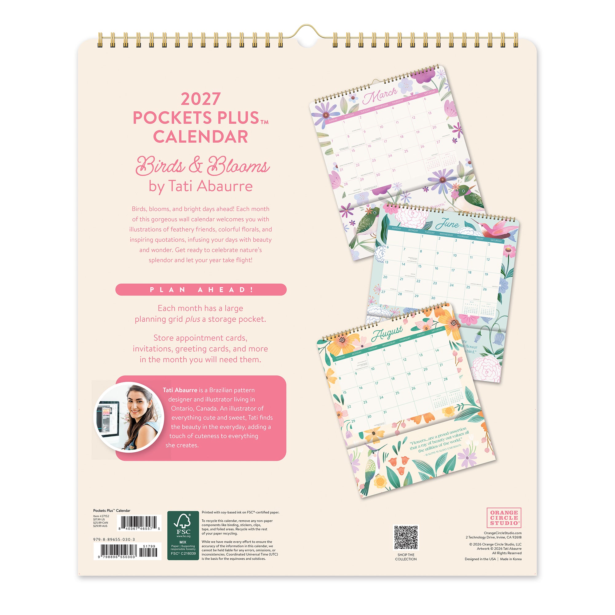 2027 Birds &amp; Blooms Pockets Plus™ Wall Calendar