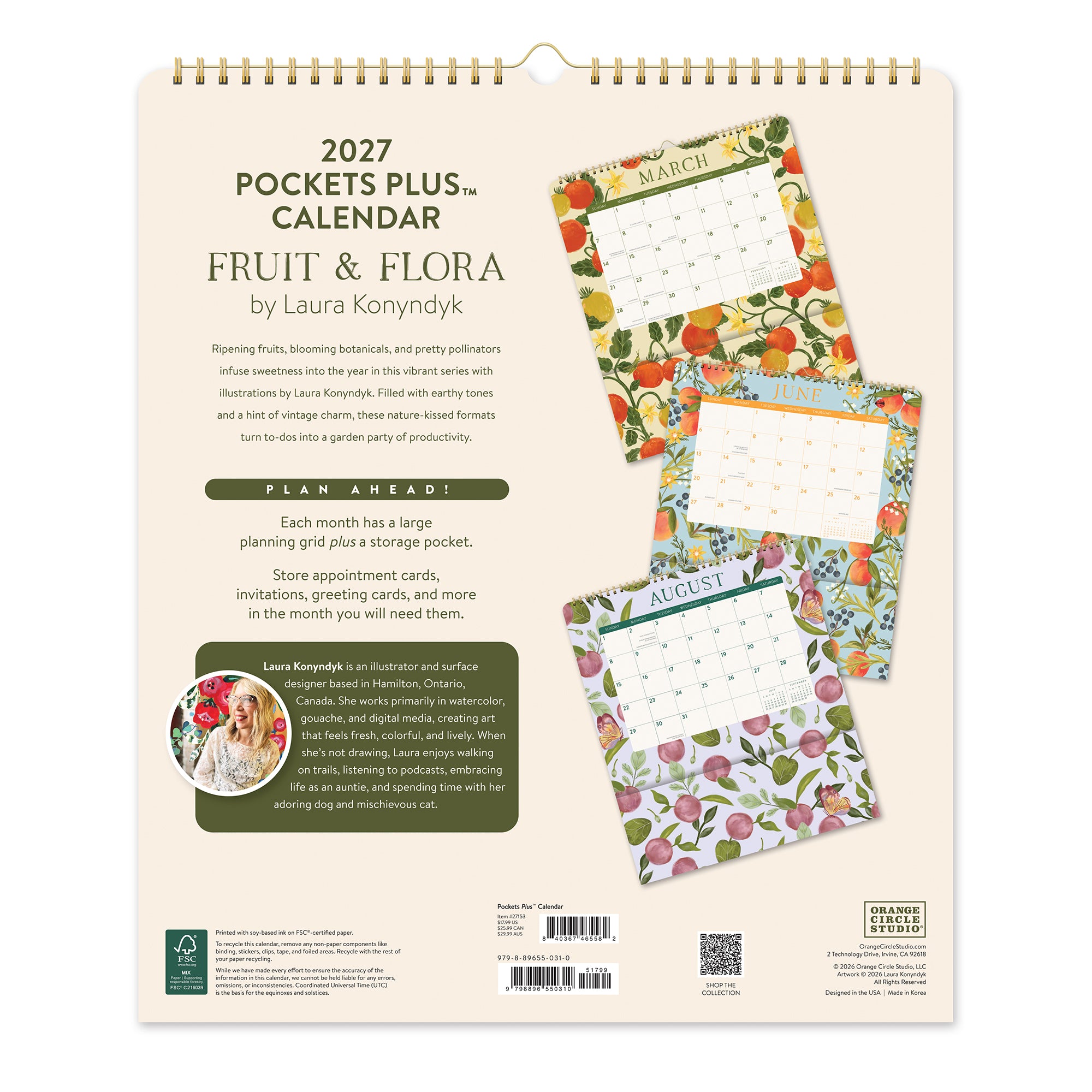 2027 Fruit &amp; Flora Pockets Plus™ Wall Calendar