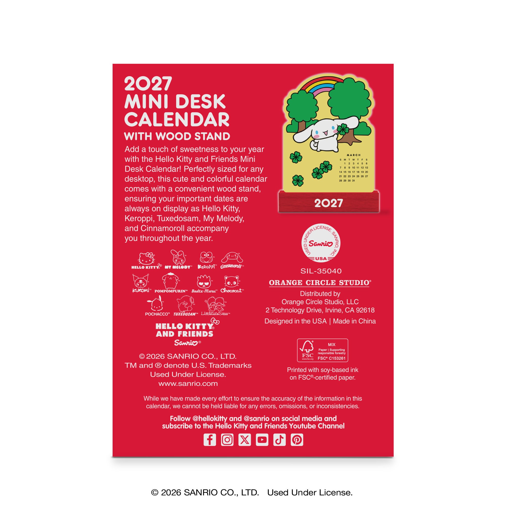 2027 Hello Kitty® and Friends Retro Mini Desk Calendar with Wood Stand