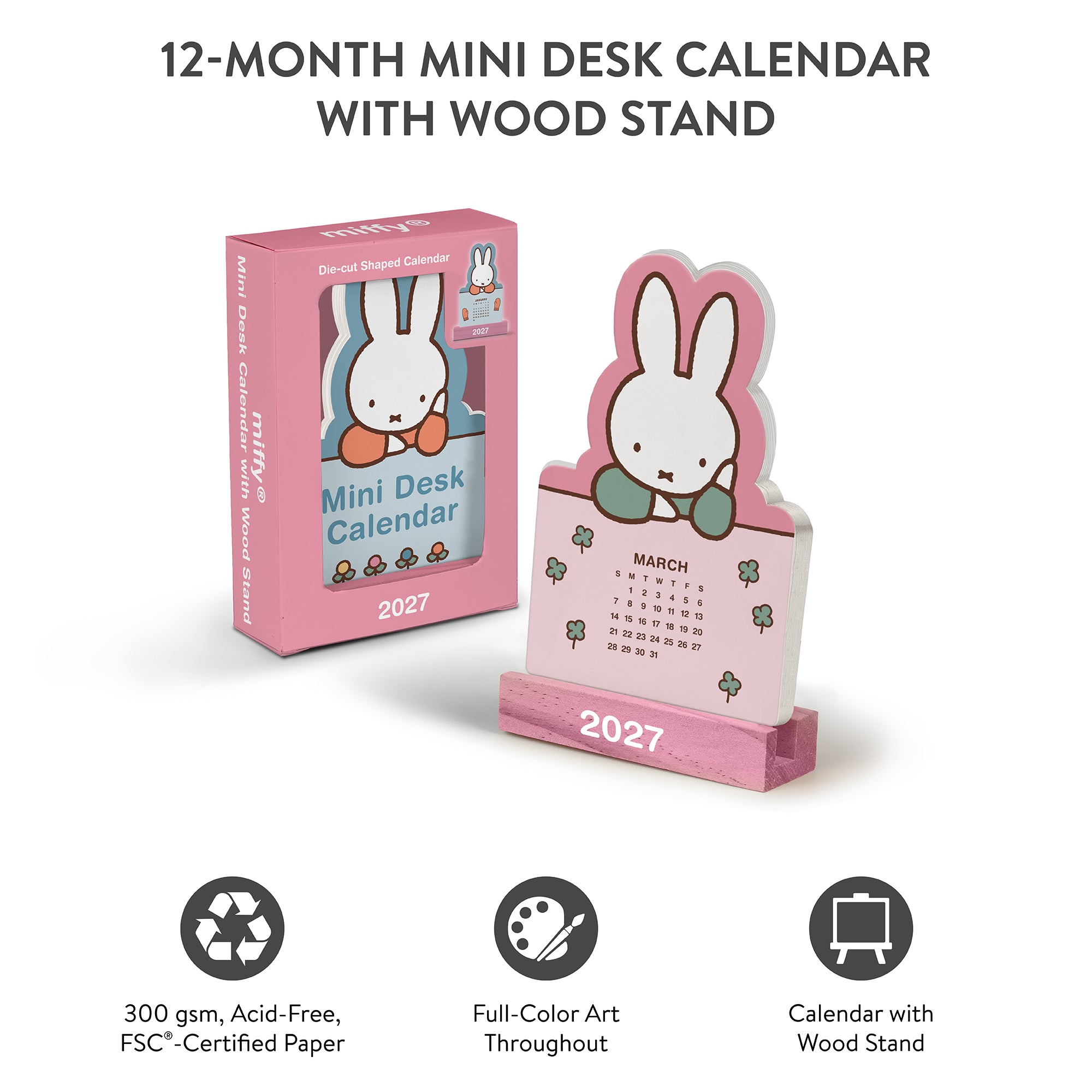 2027 Miffy A Year in Color  Mini Desk Calendar with Wood Stand
