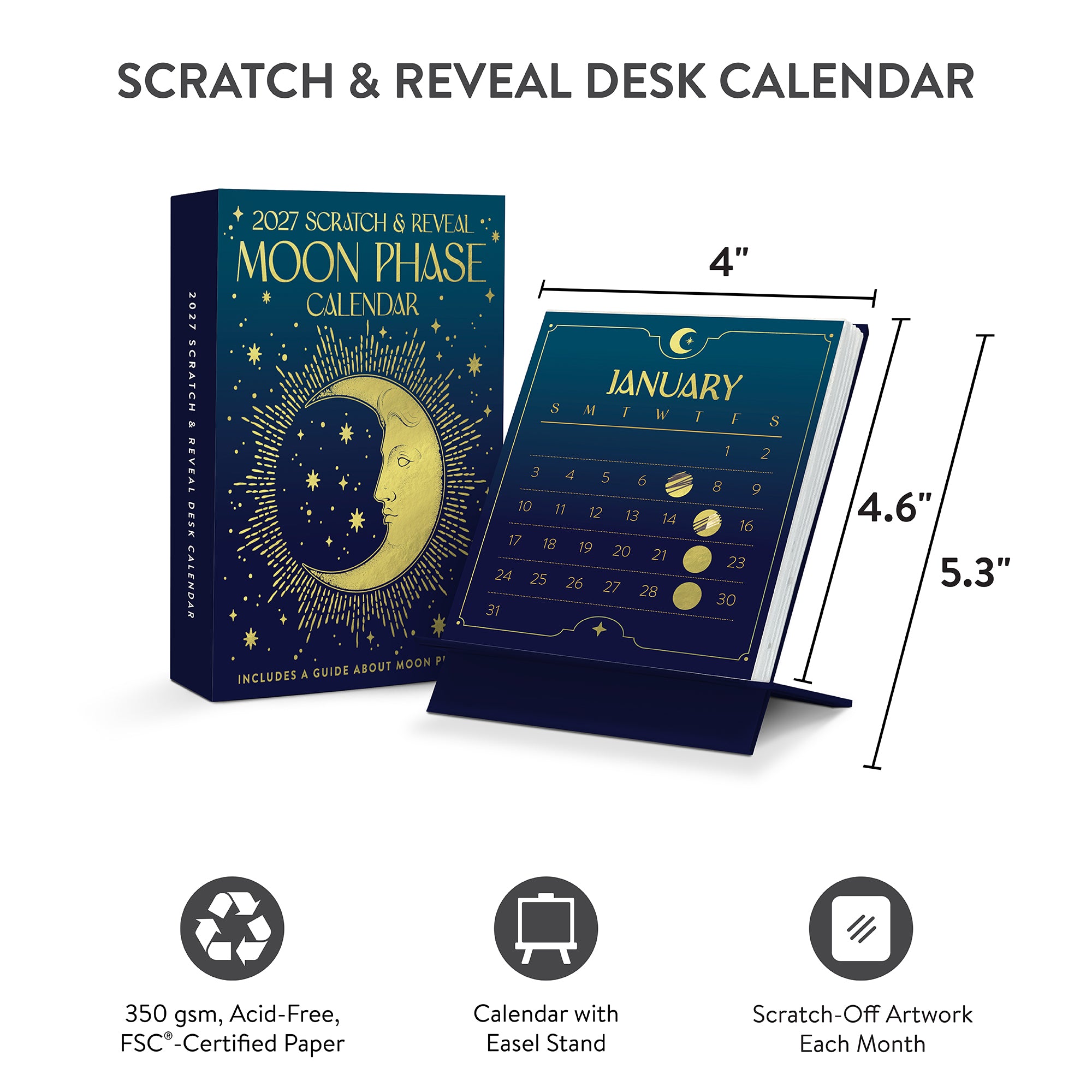 2027 Moon Phases Scratch &amp; Reveal Desk Calendar