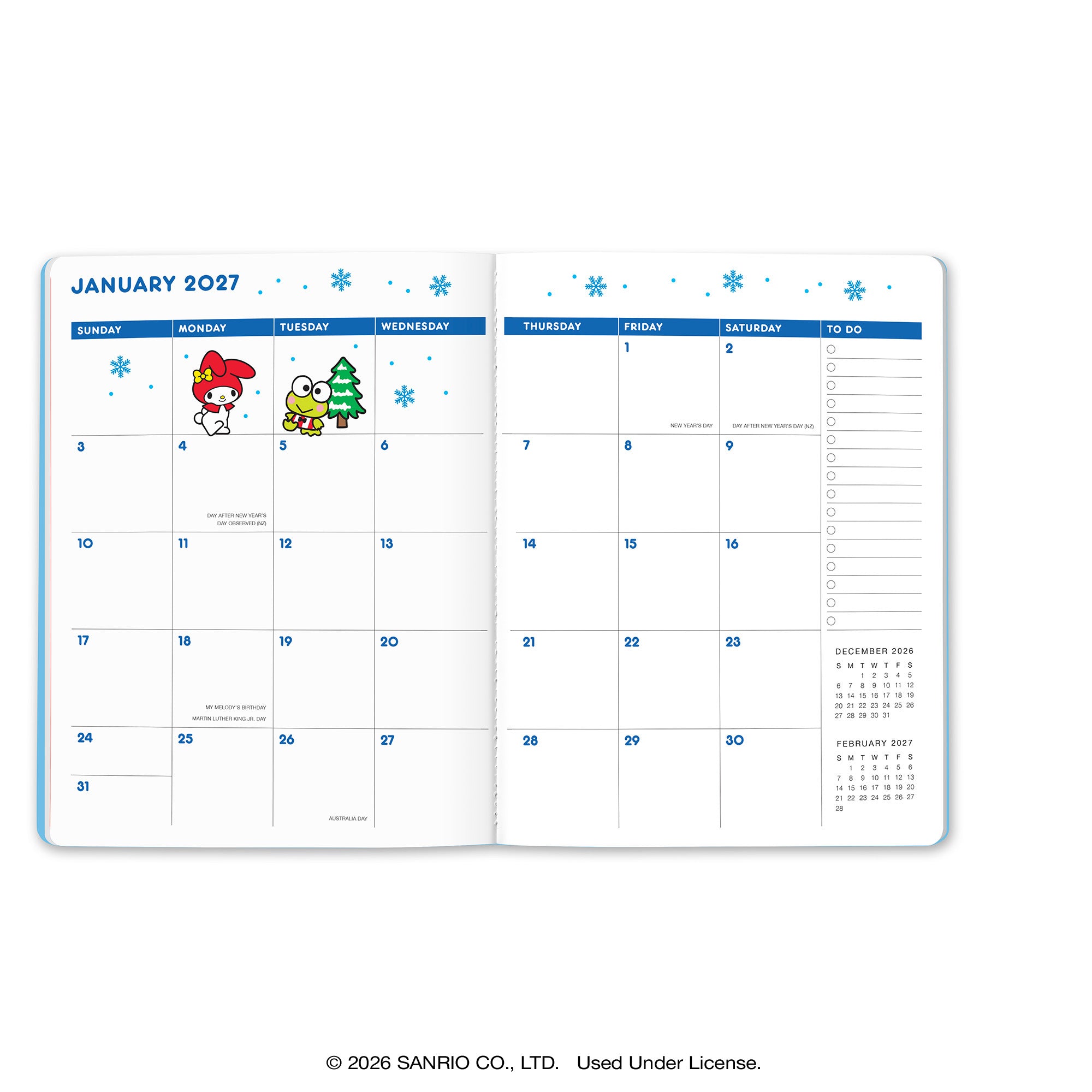 2027 Hello Kitty and Friends Retro Just Right Monthly Planner with Enamel Charm Bookmark