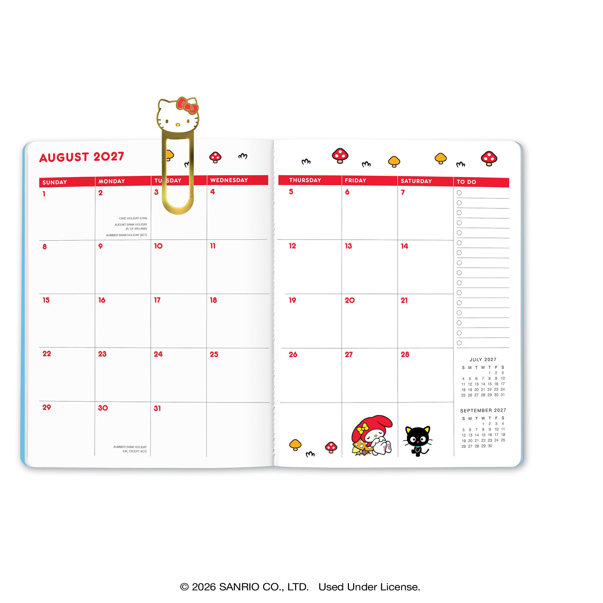 2027 Hello Kitty and Friends Retro Just Right Monthly Planner with Enamel Charm Bookmark