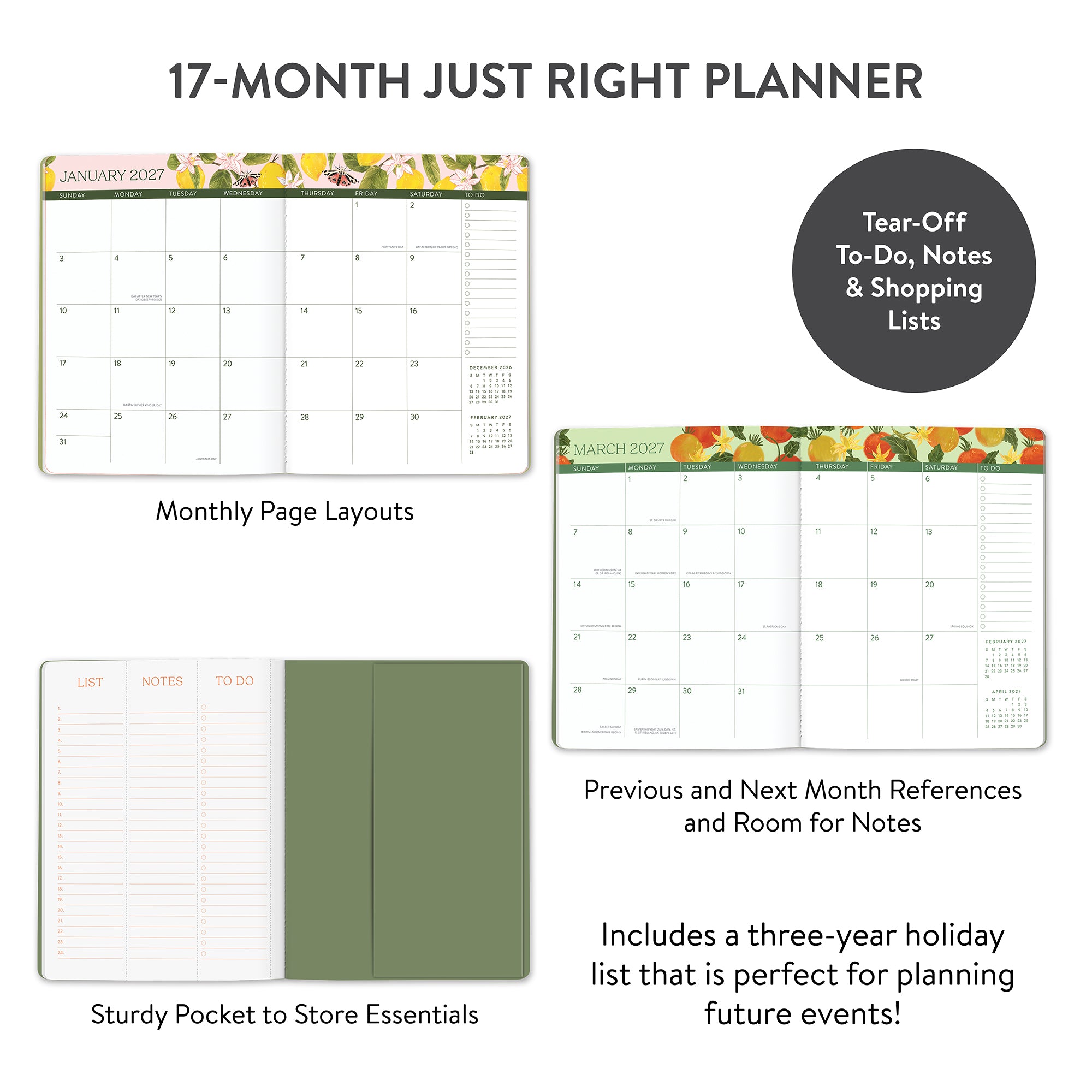 2027 Fruit &amp; Flora Just Right Monthly Planner