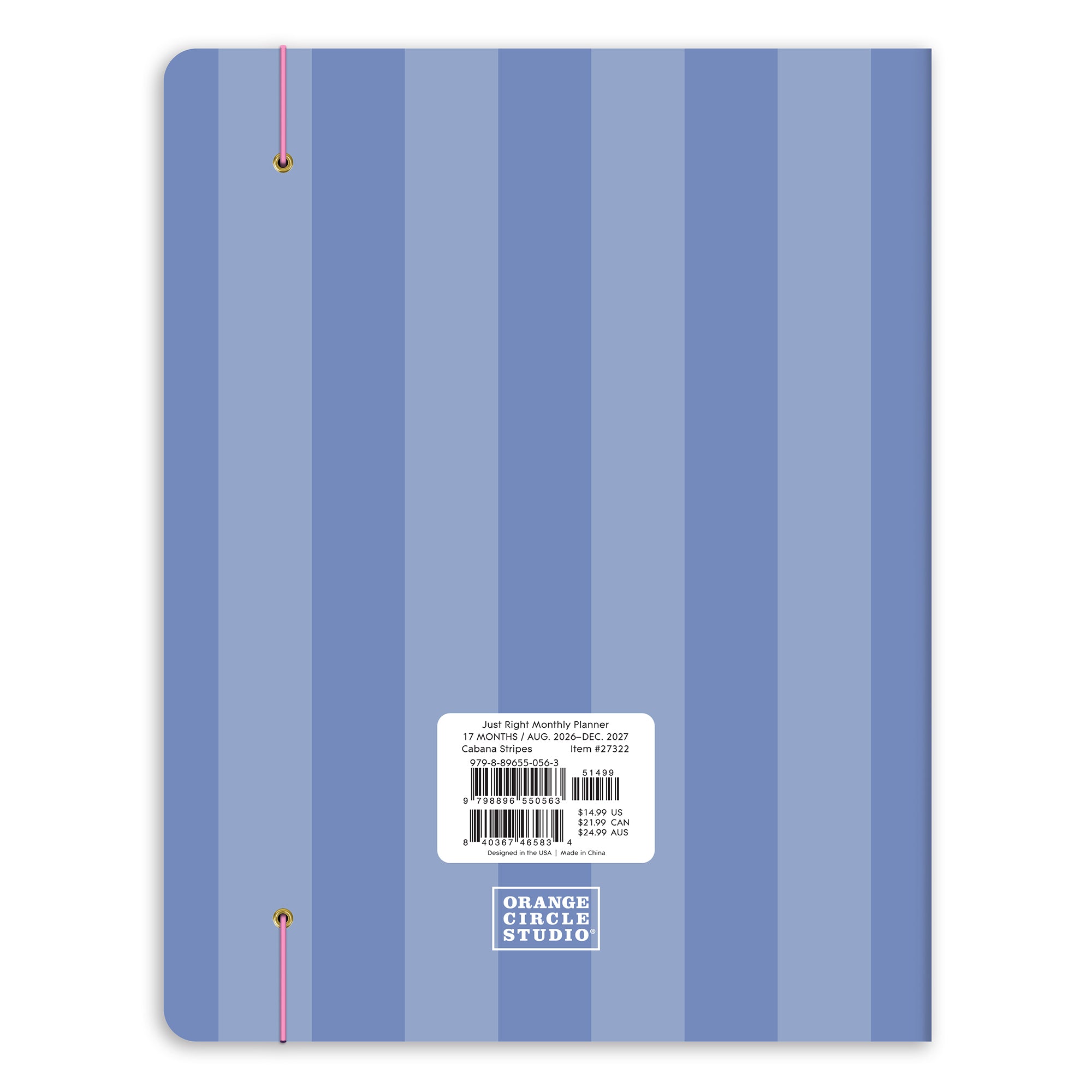 2027 Cabana Stripes Just Right Monthly Planner