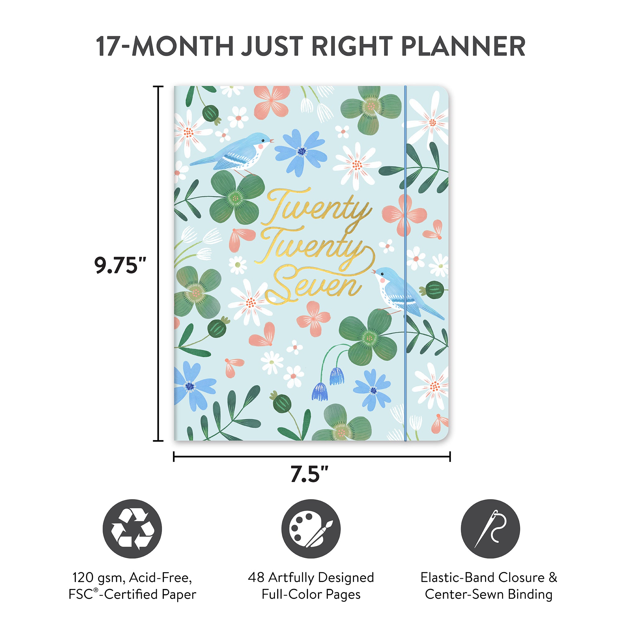 2027 Birds &amp; Blooms Just Right Monthly Planner
