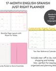 2027 Secret Garden English-Spanish Bilingual Just Right Monthly Planner