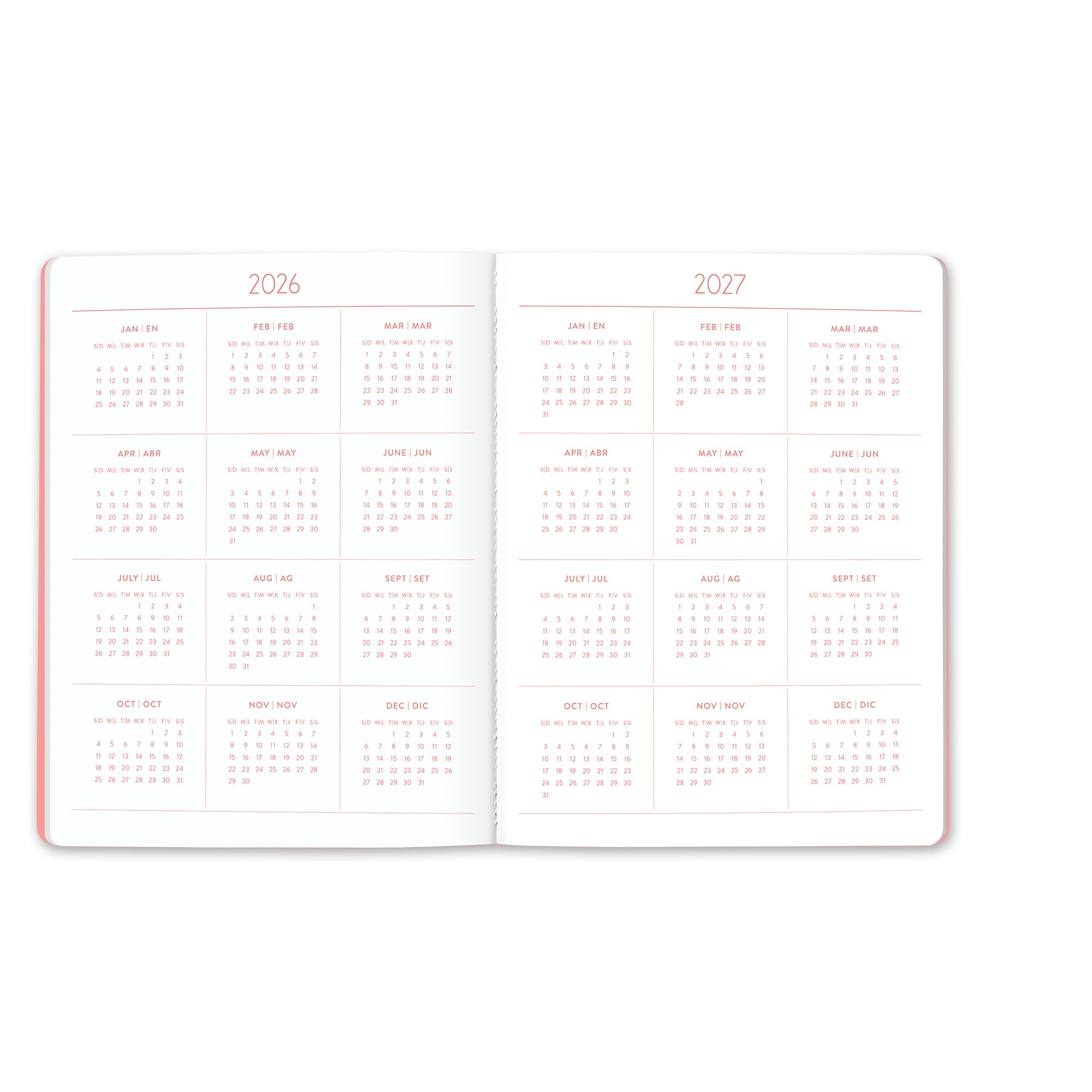 2027 Secret Garden English-Spanish Bilingual Just Right Monthly Planner