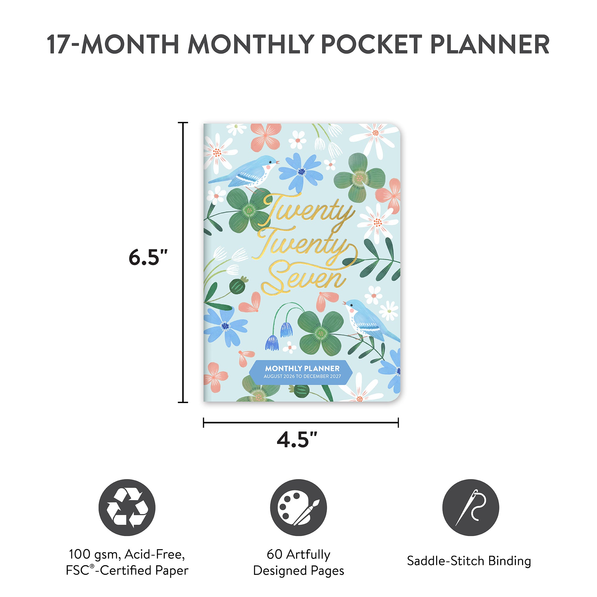 2027 Birds &amp; Blooms Monthly Pocket Planner