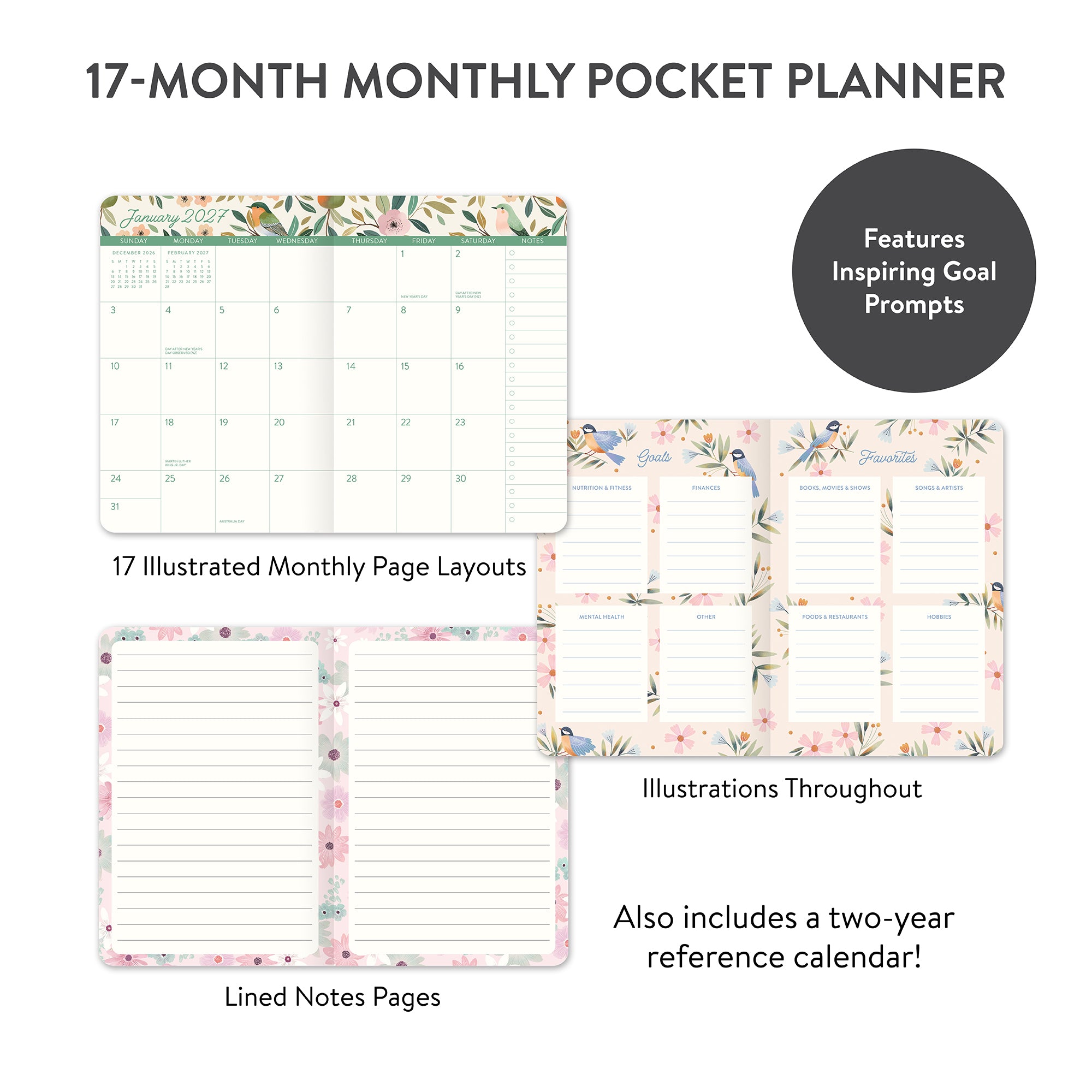 2027 Birds &amp; Blooms Monthly Pocket Planner