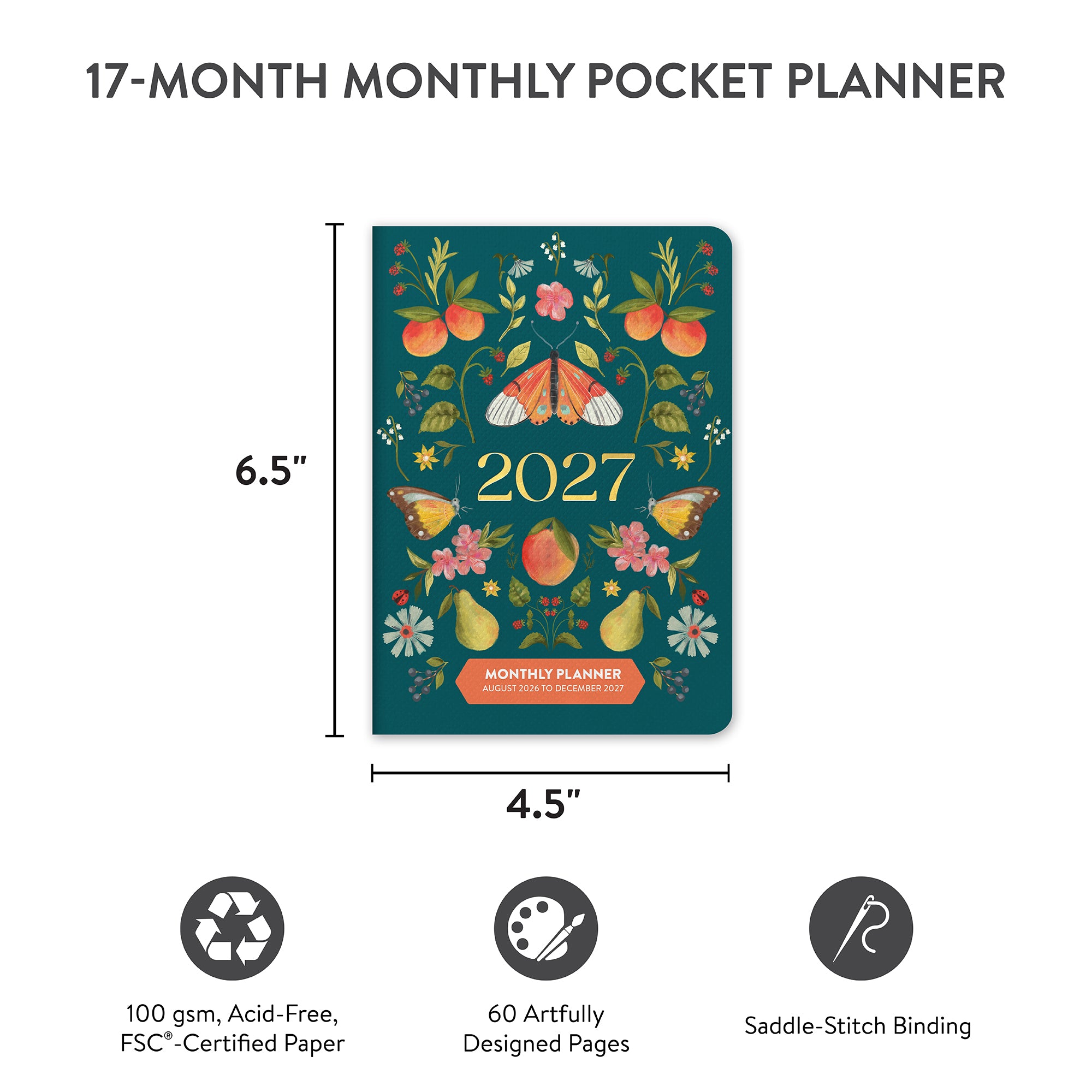 2027 Fruit &amp; Flora Monthly Pocket Planner