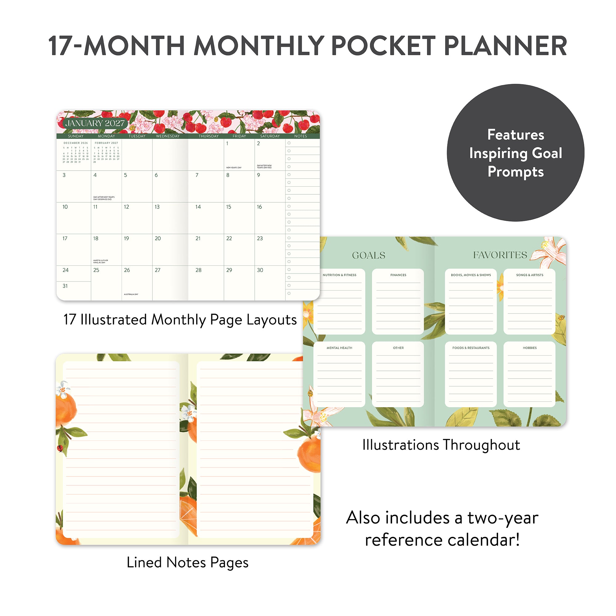2027 Fruit &amp; Flora Monthly Pocket Planner