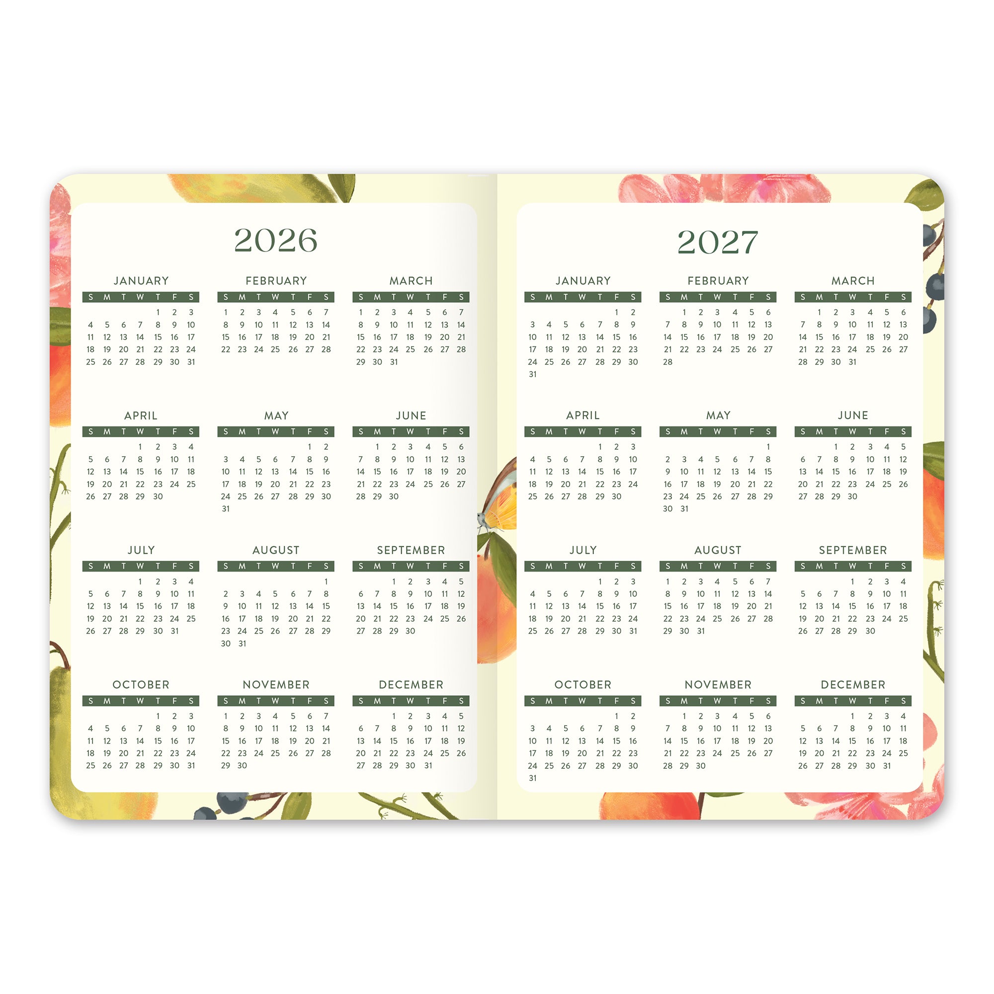 2027 Fruit &amp; Flora Monthly Pocket Planner