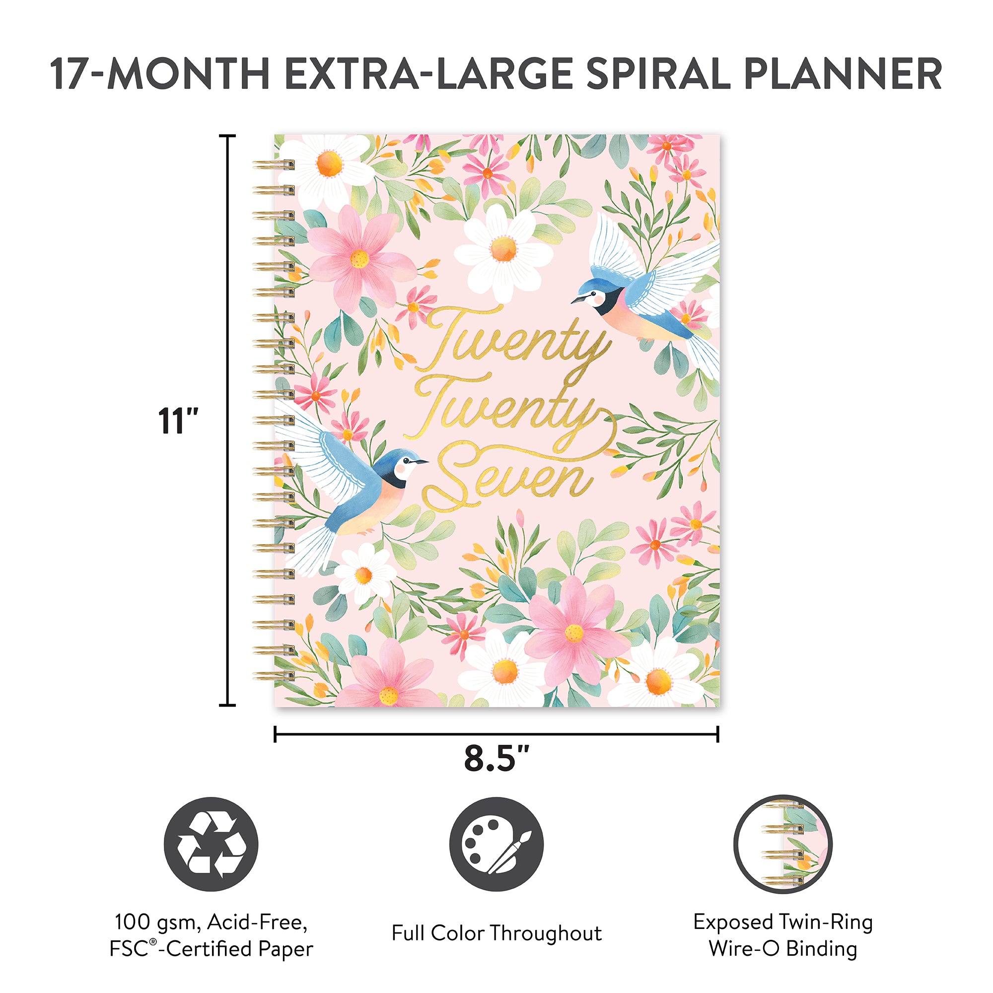 2027 Birds &amp; Blooms Extra-Large Spiral Planner