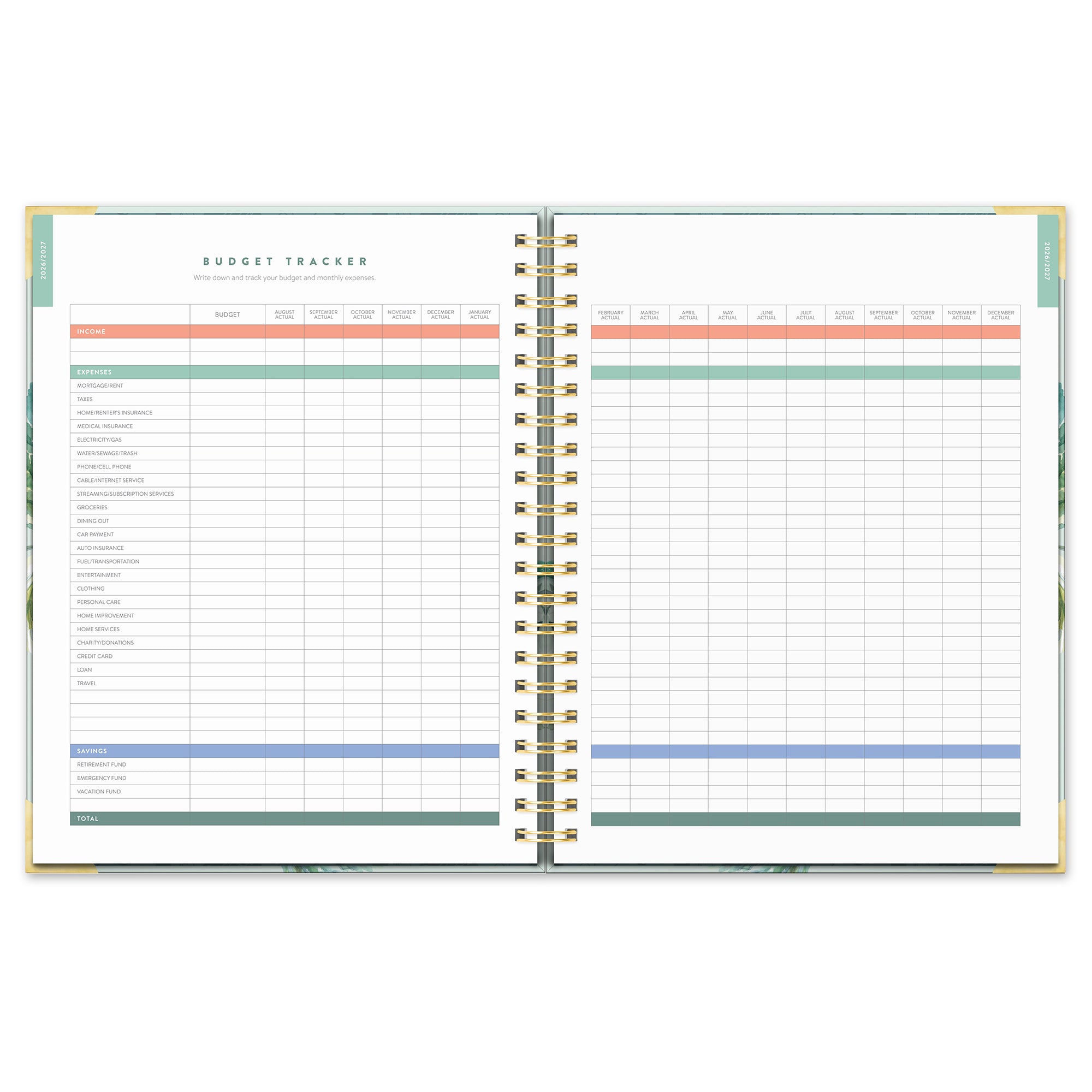 2027 Bella Flora Deluxe Extra-Large Spiral Planner