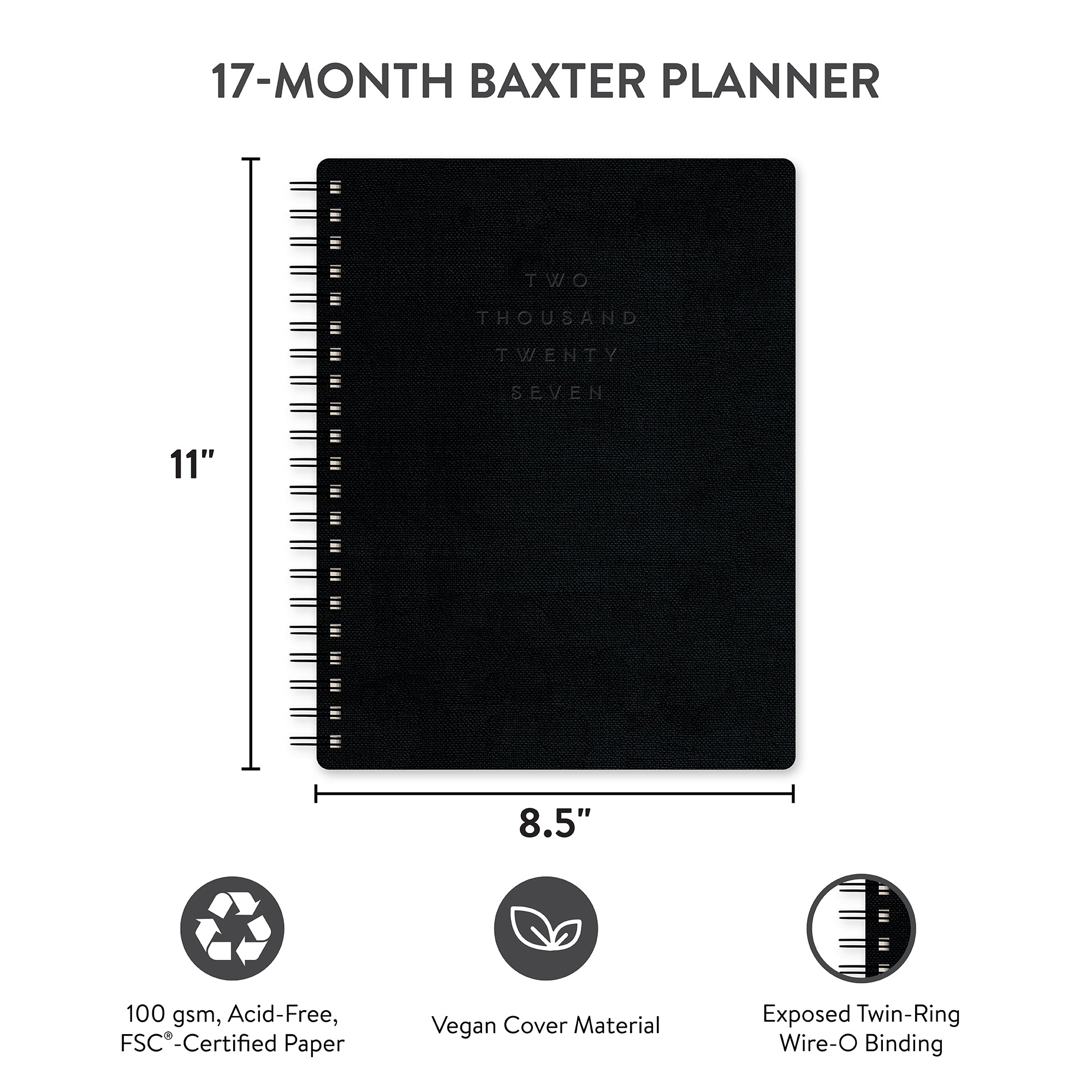 2027 Midnight Black Baxter Planner